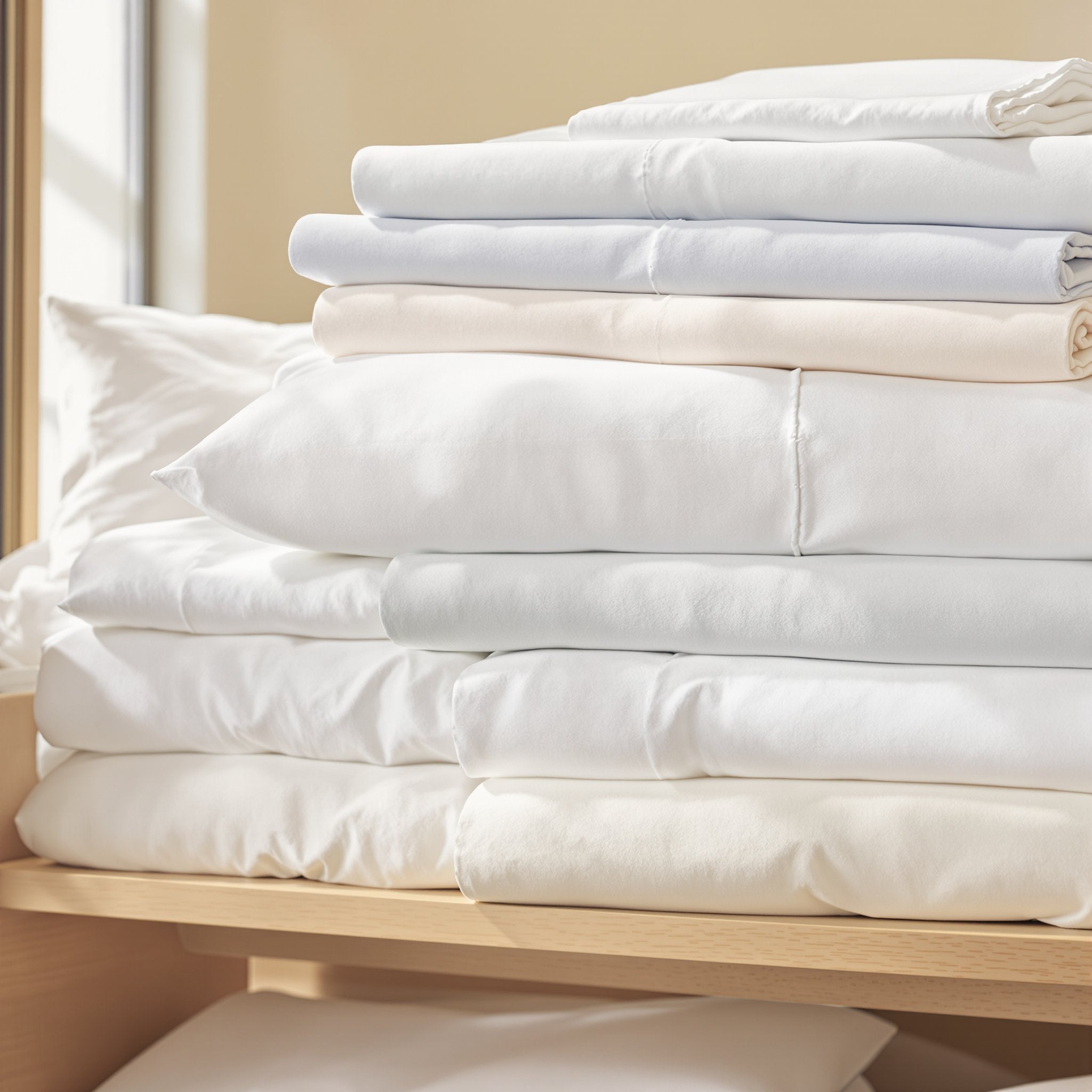 Opgevouwen lakens en kussenslopen