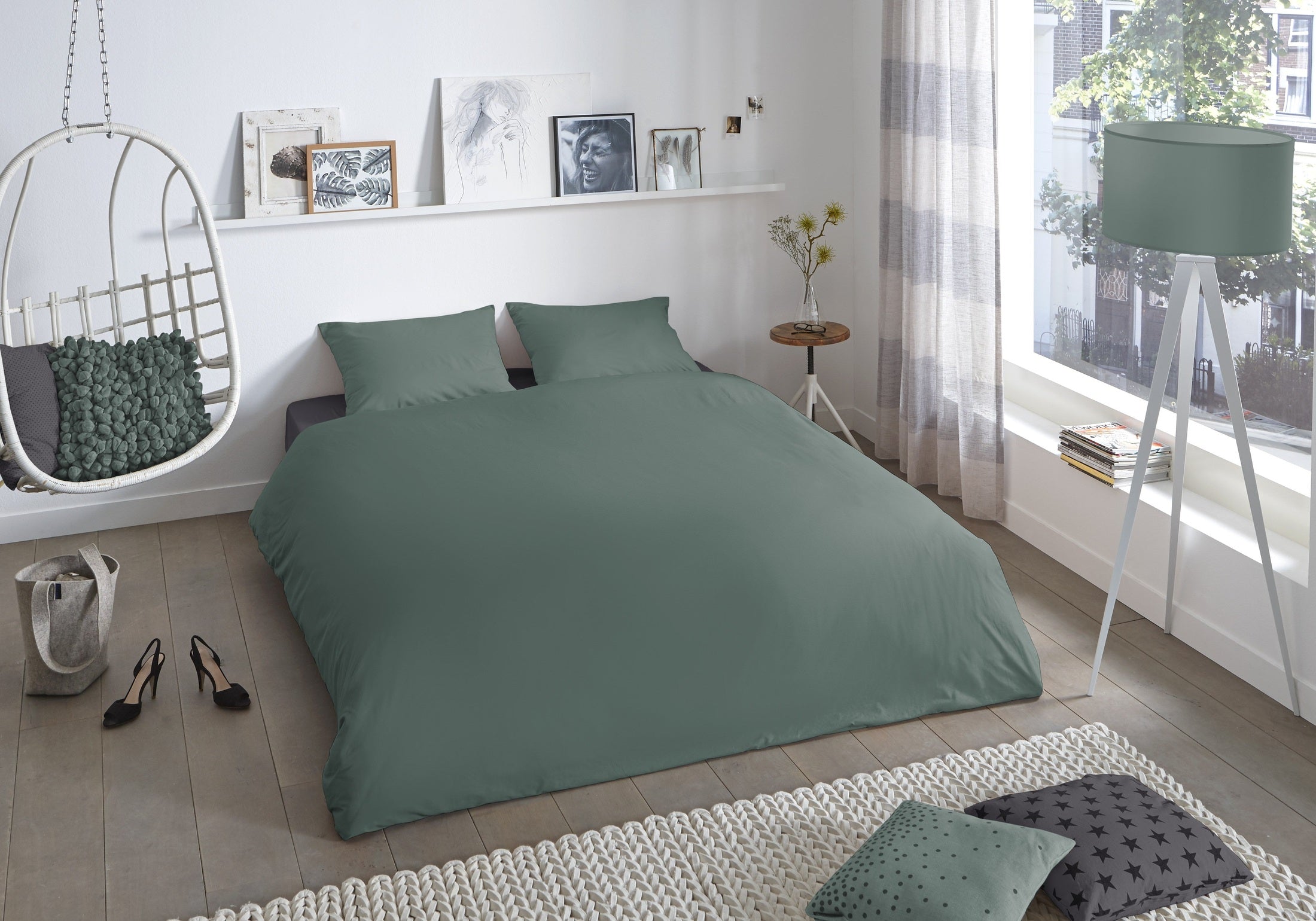 Good Morning Dekbedovertrek Katoen Uni - Olive Green