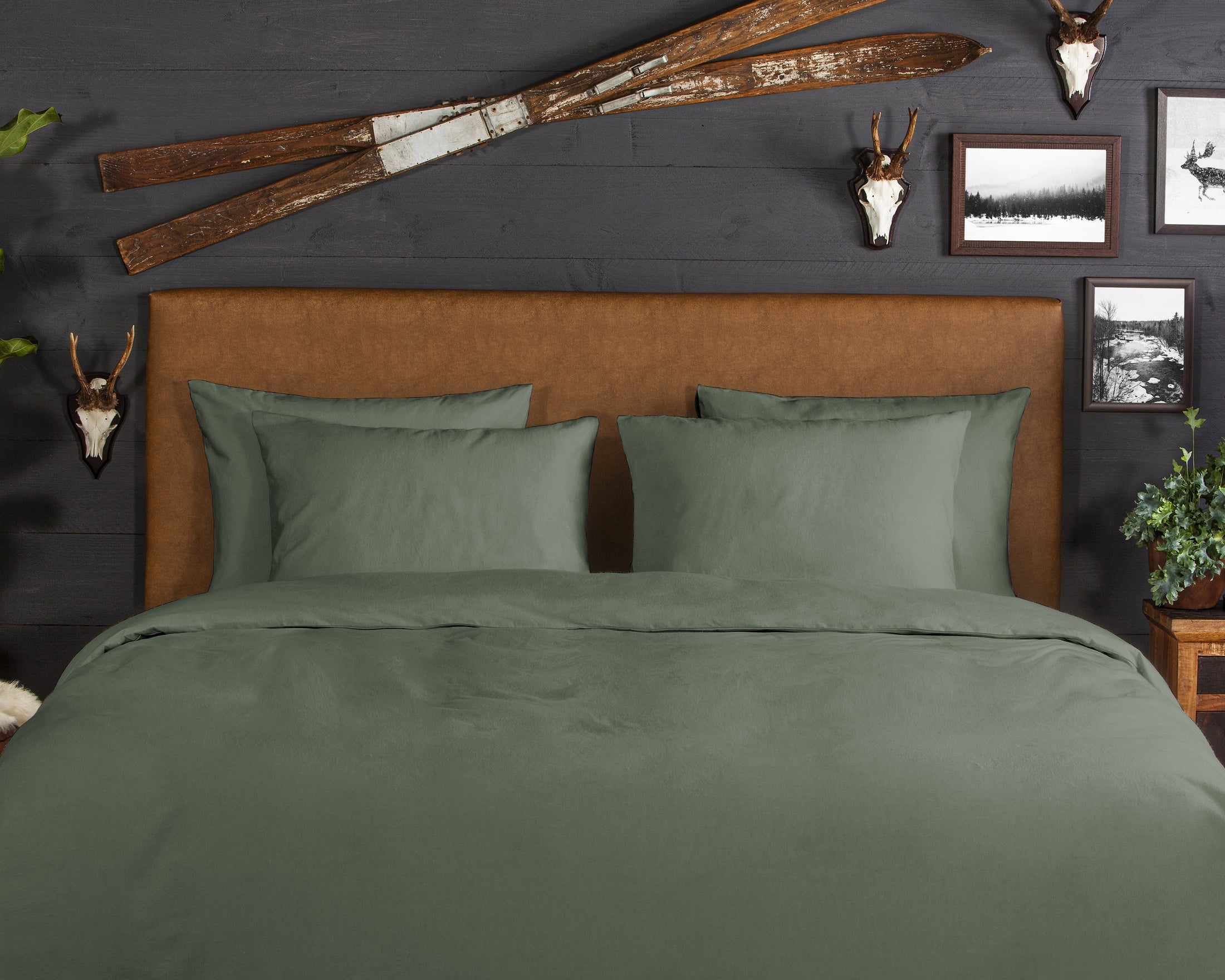 Good Morning Dekbedovertrek Flanel Uni - Olive Green