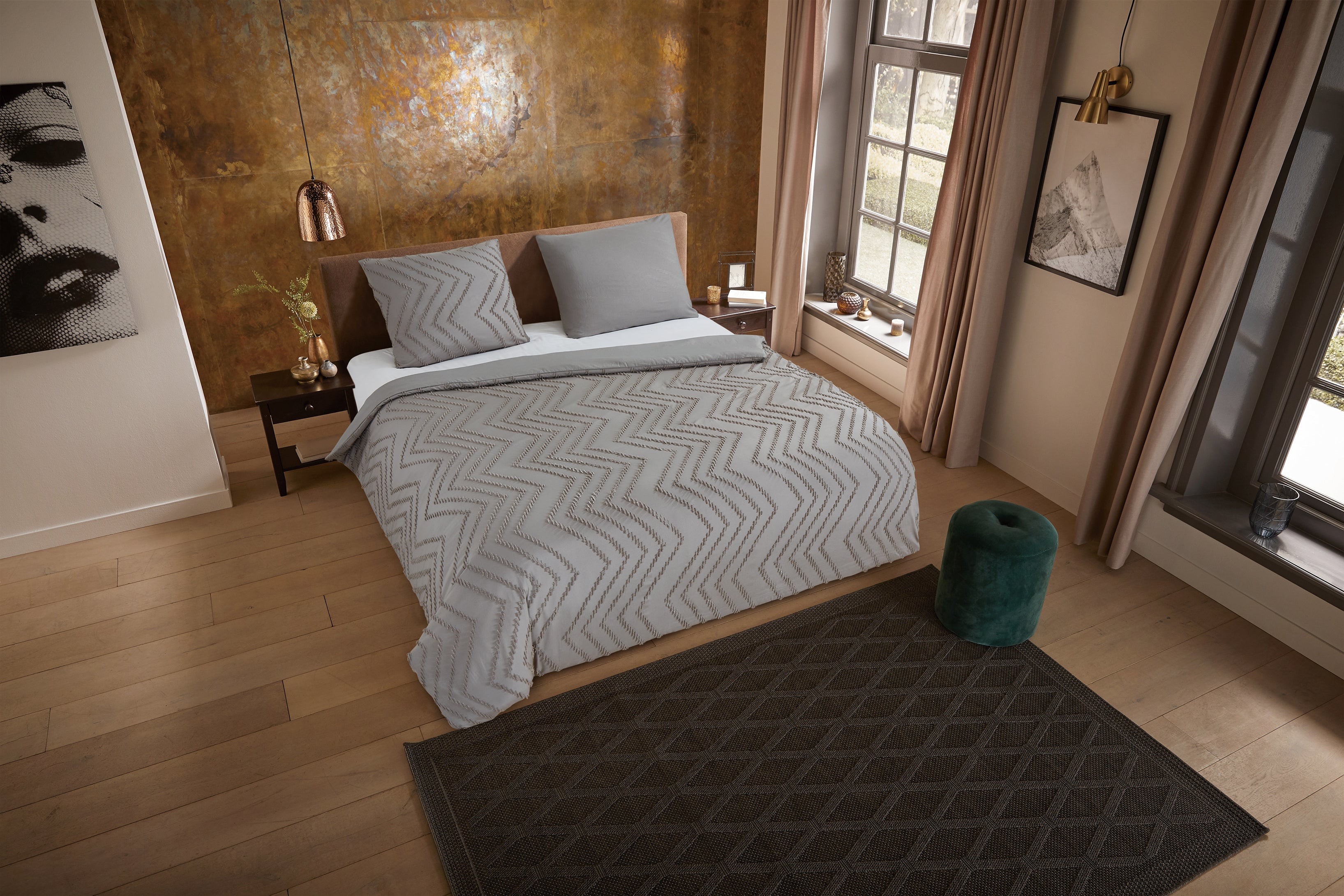 Pure Dekbedovertrek Microfiber Zigzag - Taupe