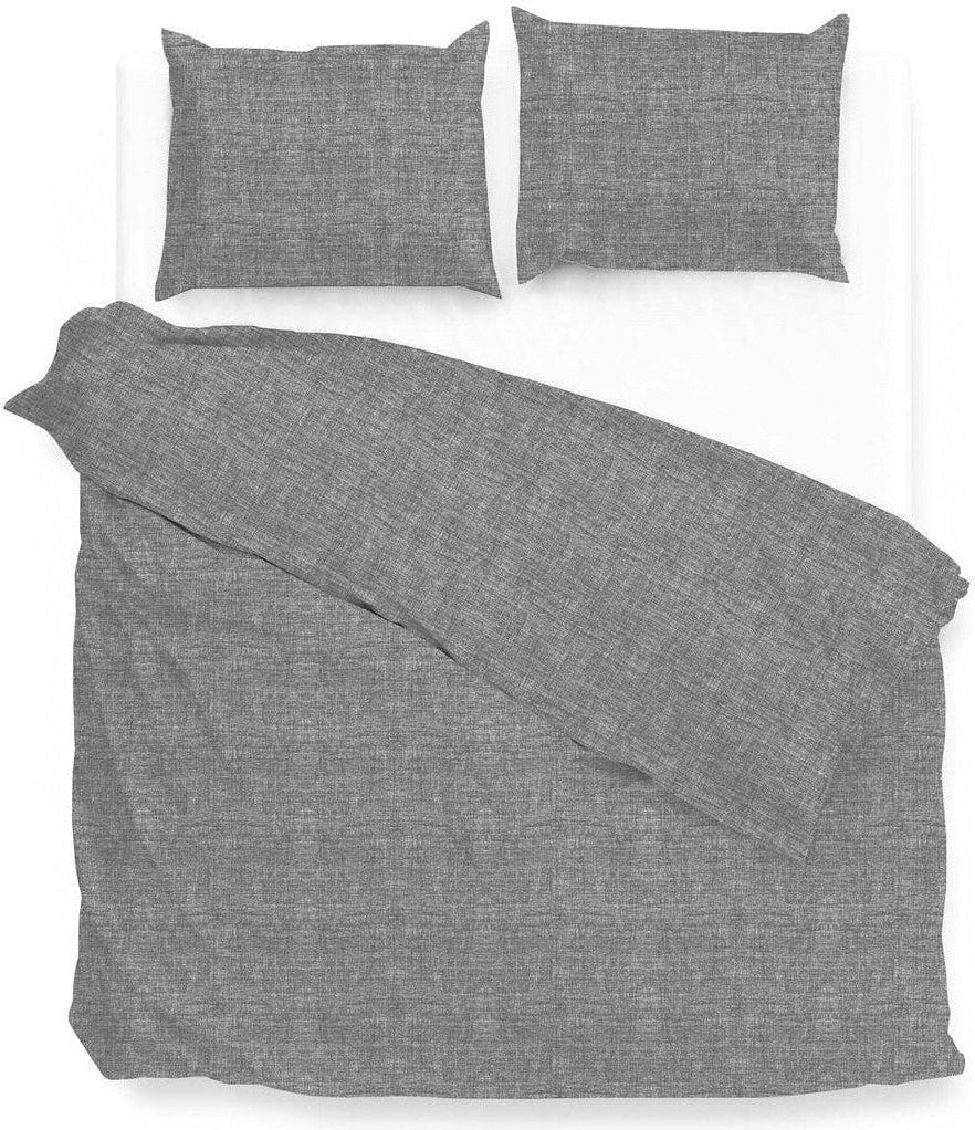 Zo Home Dekbedovertrek Lino Dark Grey Katoen - Bedtextielonline.be