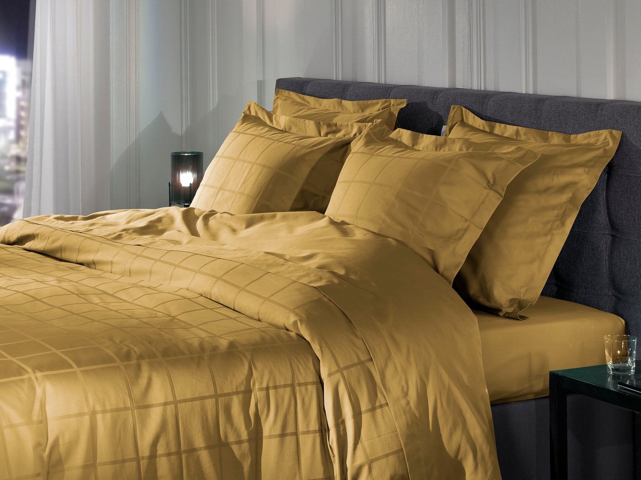 Heckettlane dekbedovertrek Diamante Amber Gold katoen-satijn