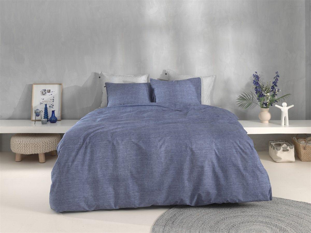 Zo Home Dekbedovertrek Lino Bonnet Blue Katoen - Bedtextielonline.be