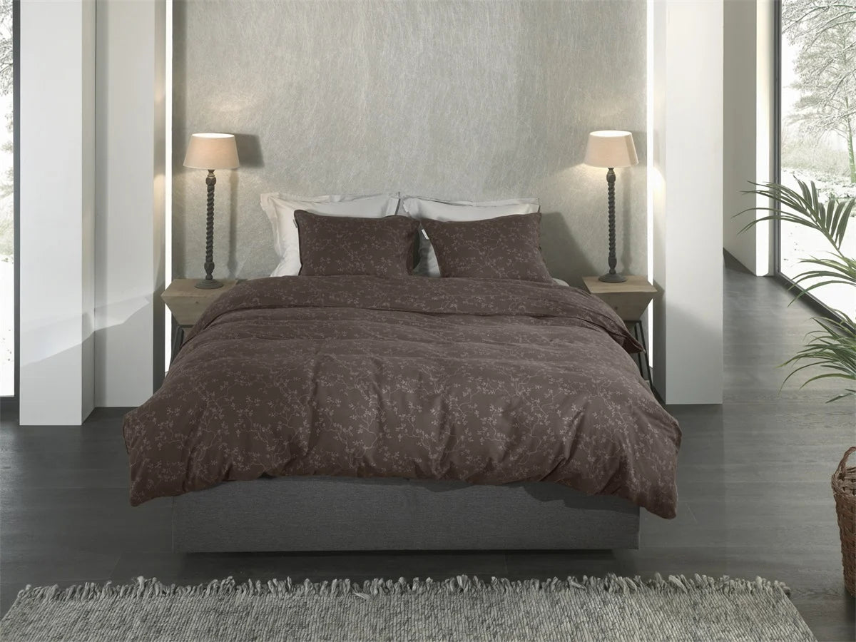 Heckettlane Dekbedovertrek Flanel Alloro Coffee Quartz