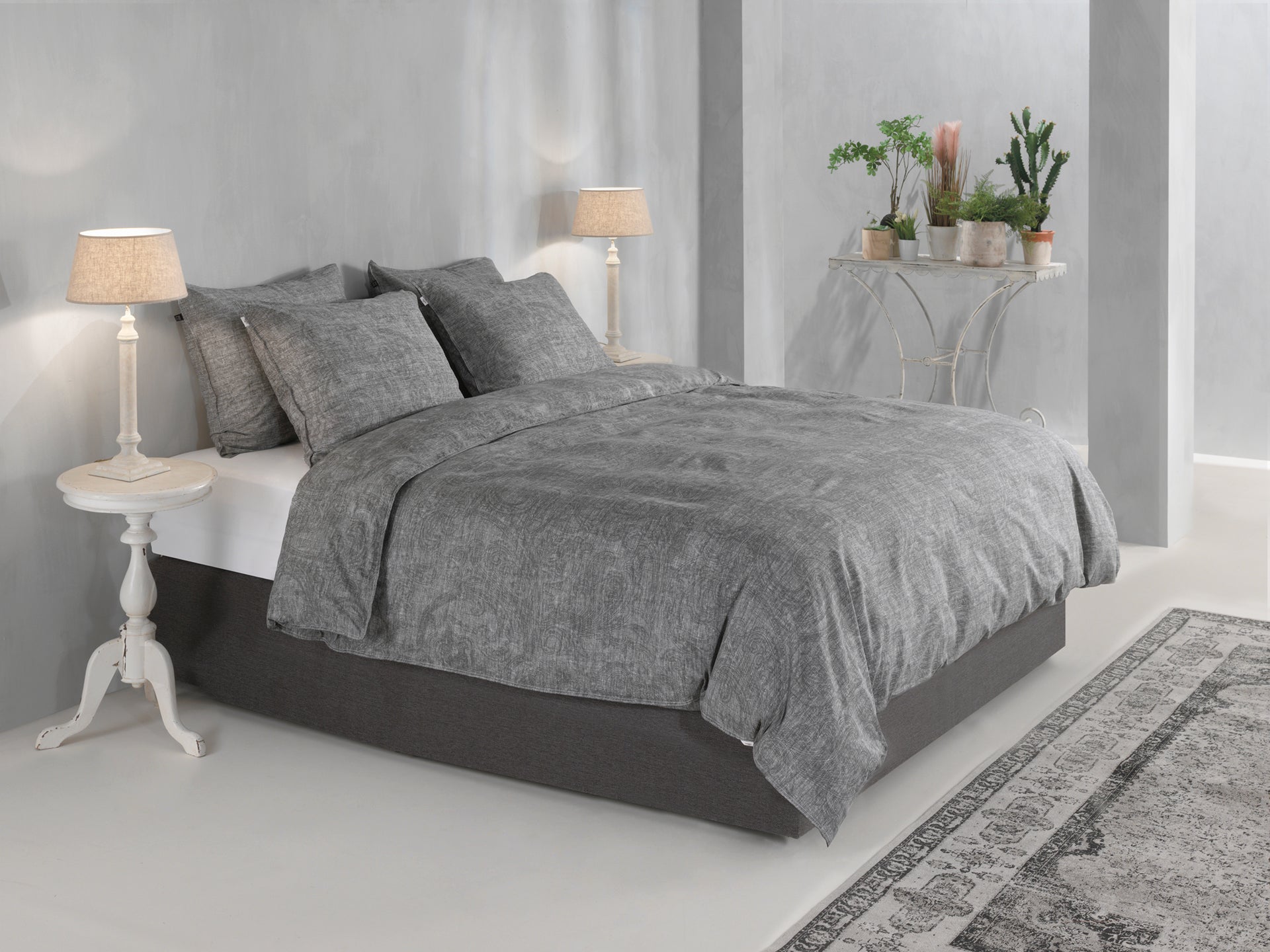 Zo Home dekbedovertrek Paisley Di Lino Dark Grey katoen