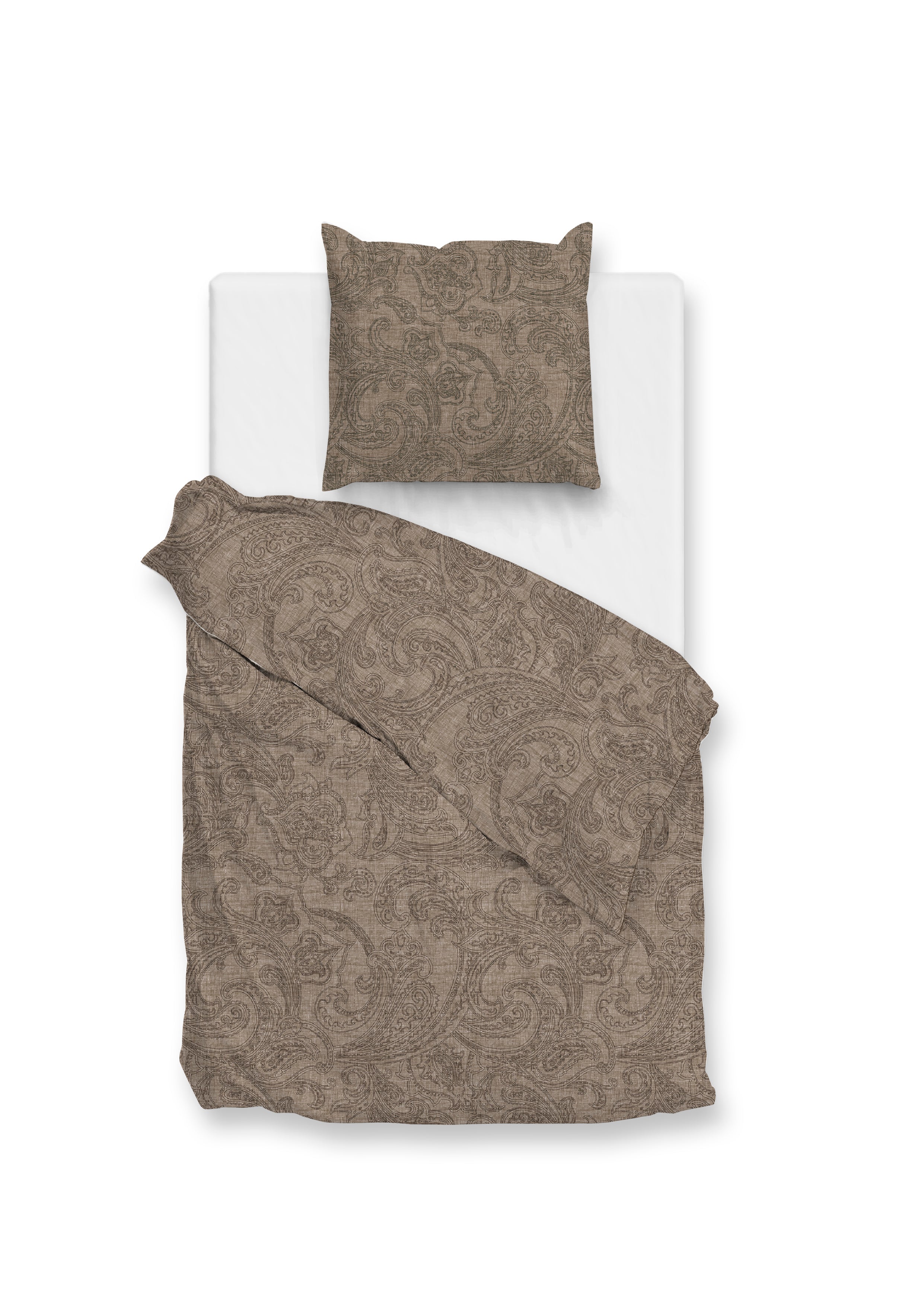 Zo Home dekbedovertrek Paisley Di Lino Palm Taupe katoen