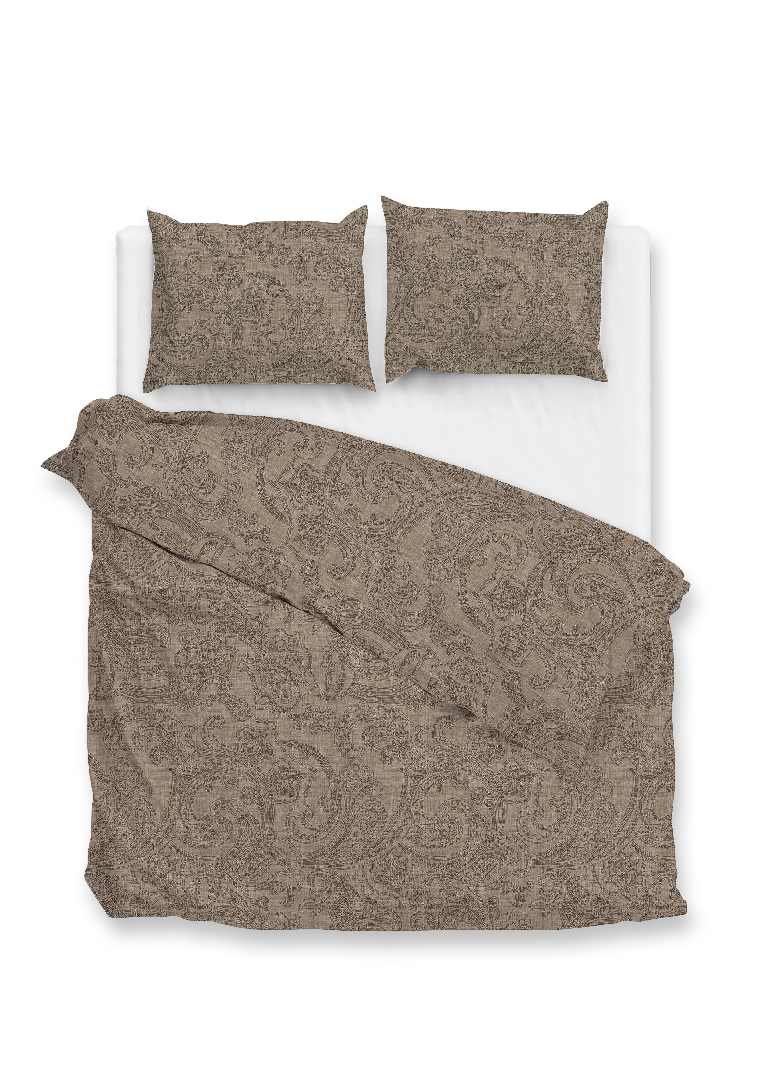 Zo Home dekbedovertrek Paisley Di Lino Palm Taupe katoen