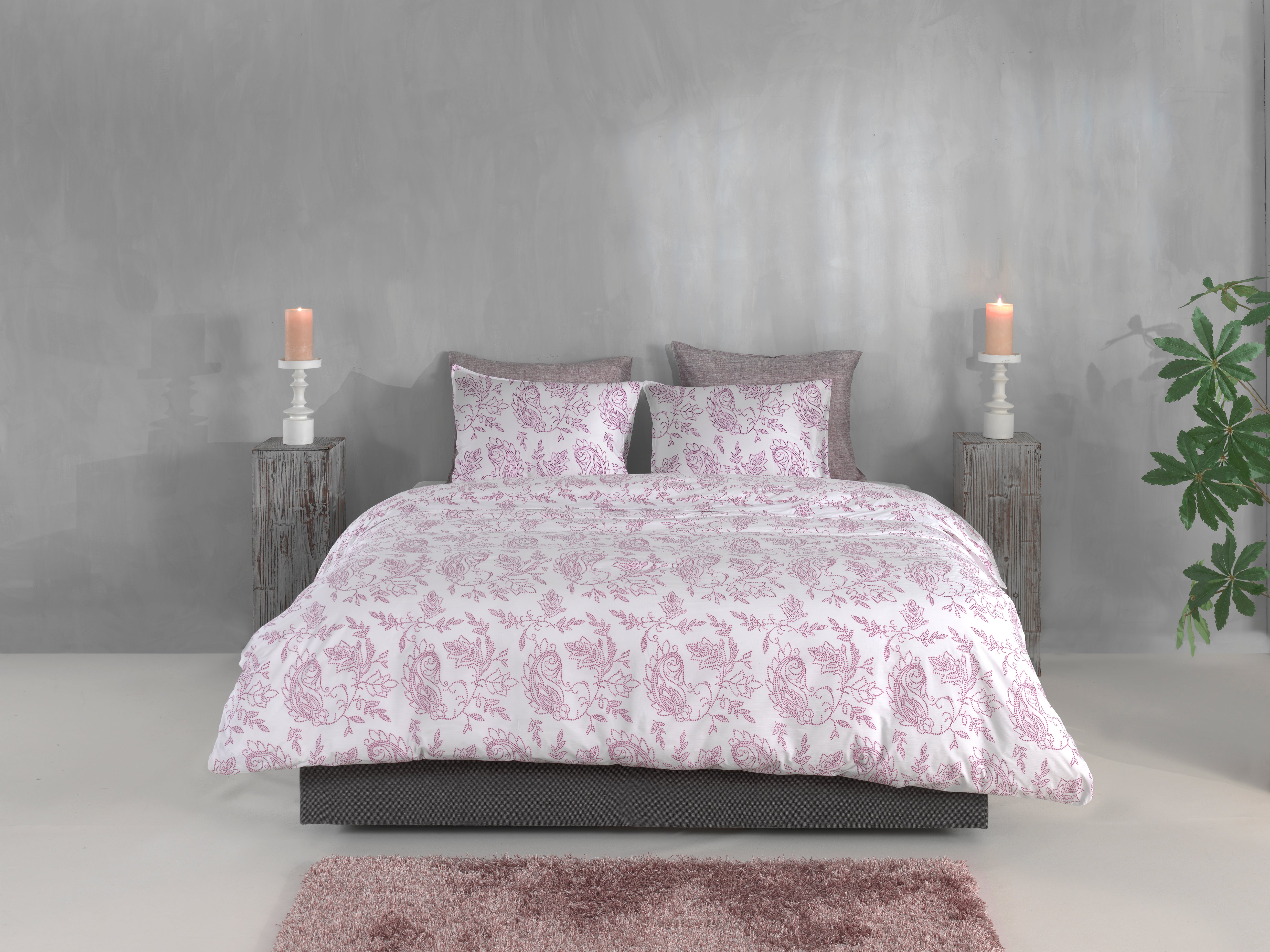 Zo Home dekbedovertrek Indiano Lilac Pink katoen percale
