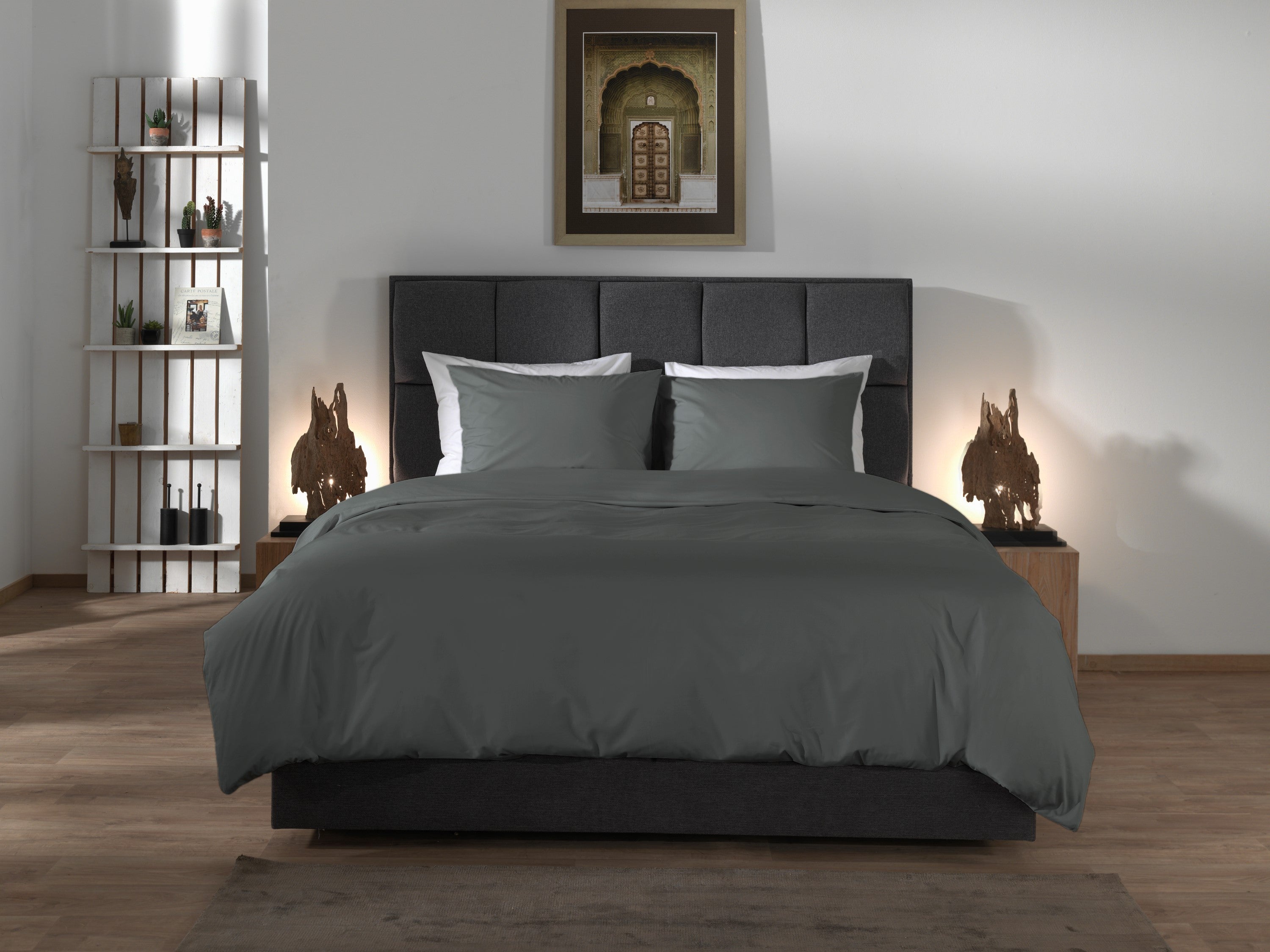 Yellow dekbedovertrek Suite Mumbai Beluga Grey katoen percale