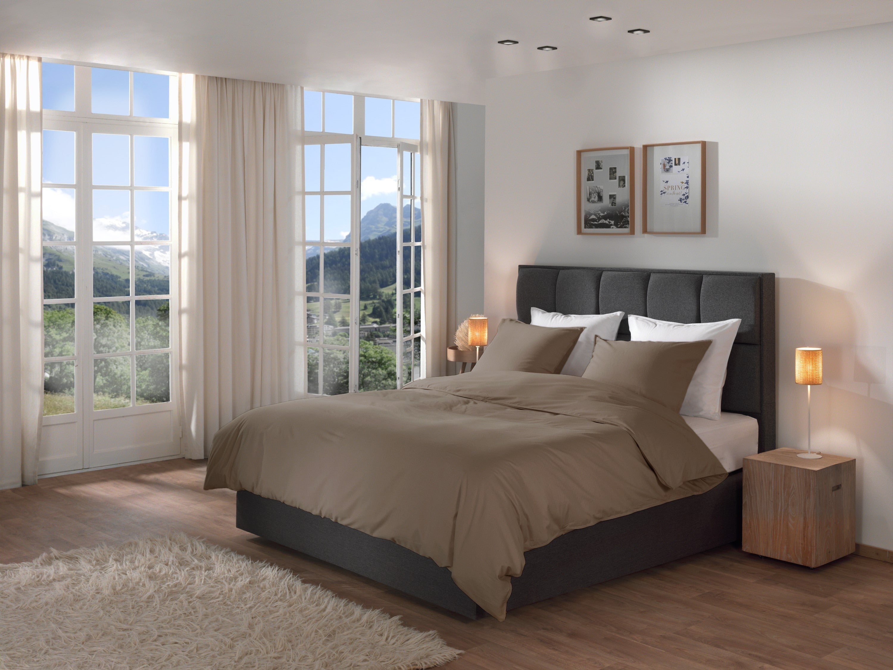 Yellow dekbedovertrek Suite Zermatt Plaza taupe katoen-twill