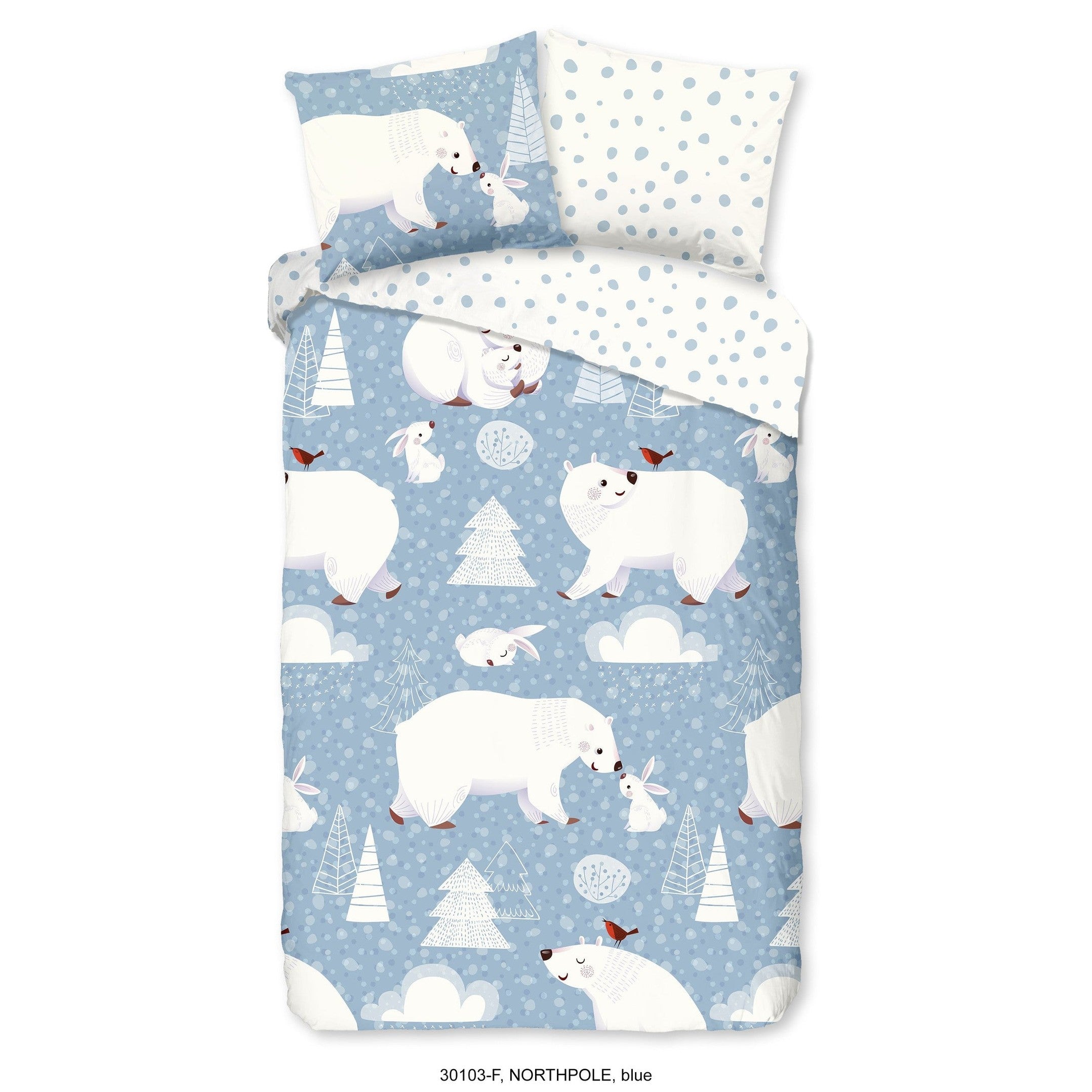 Good Morning Dekbedovertrek Flanel Northpole Blauw