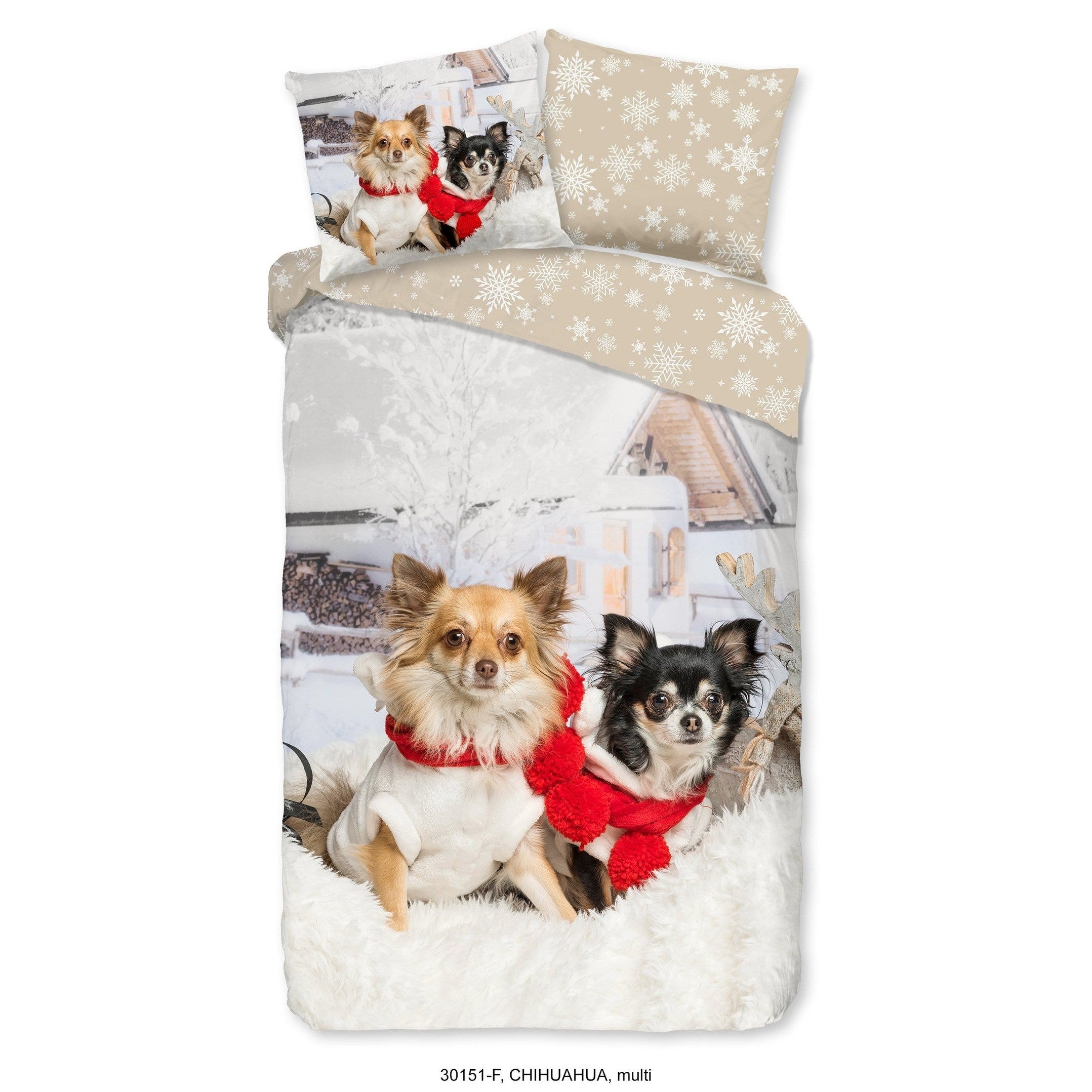 Good Morning Dekbedovertrek Flanel Chihuahua Multi