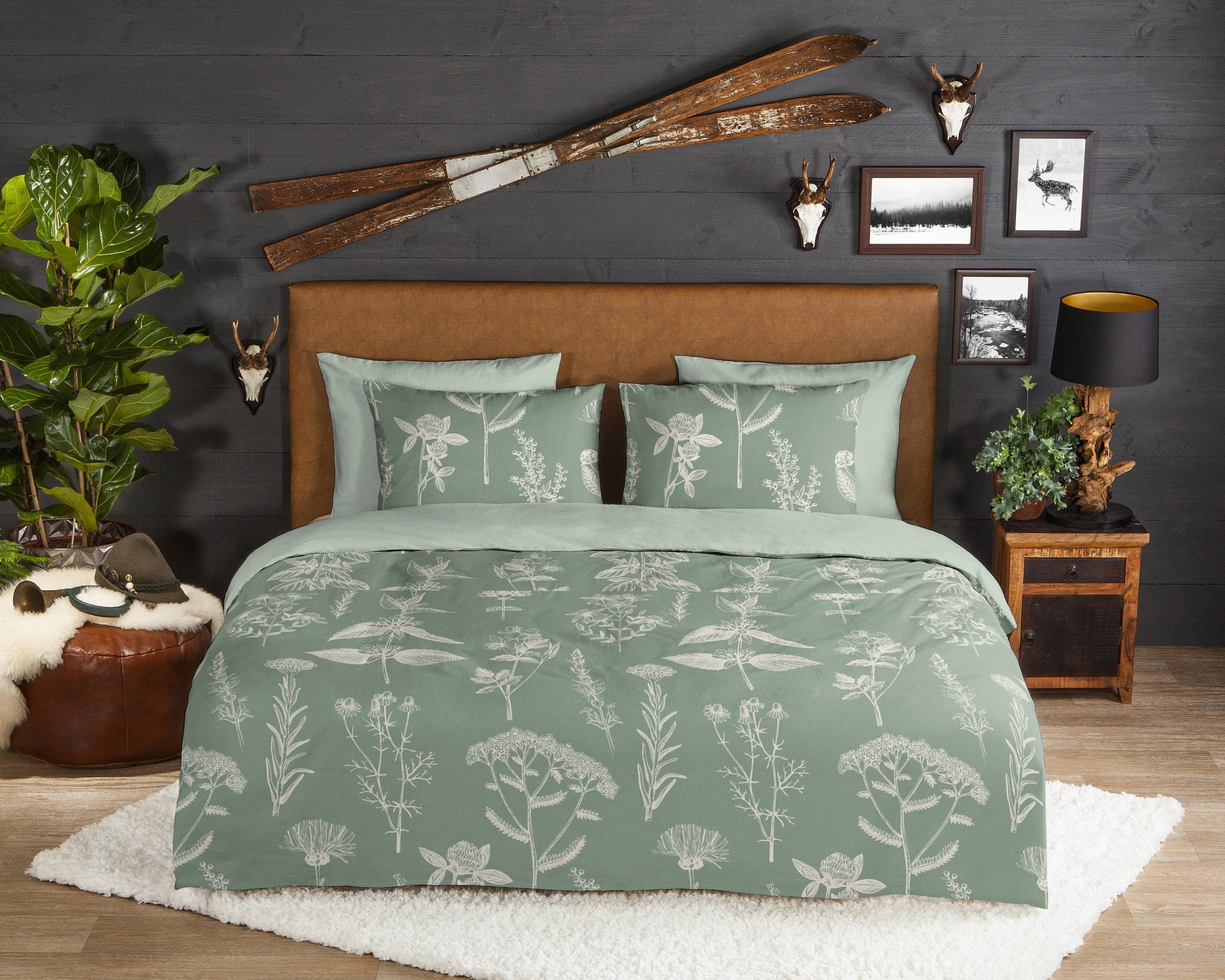 Good Morning Dekbedovertrek Flanel Herbs - Green