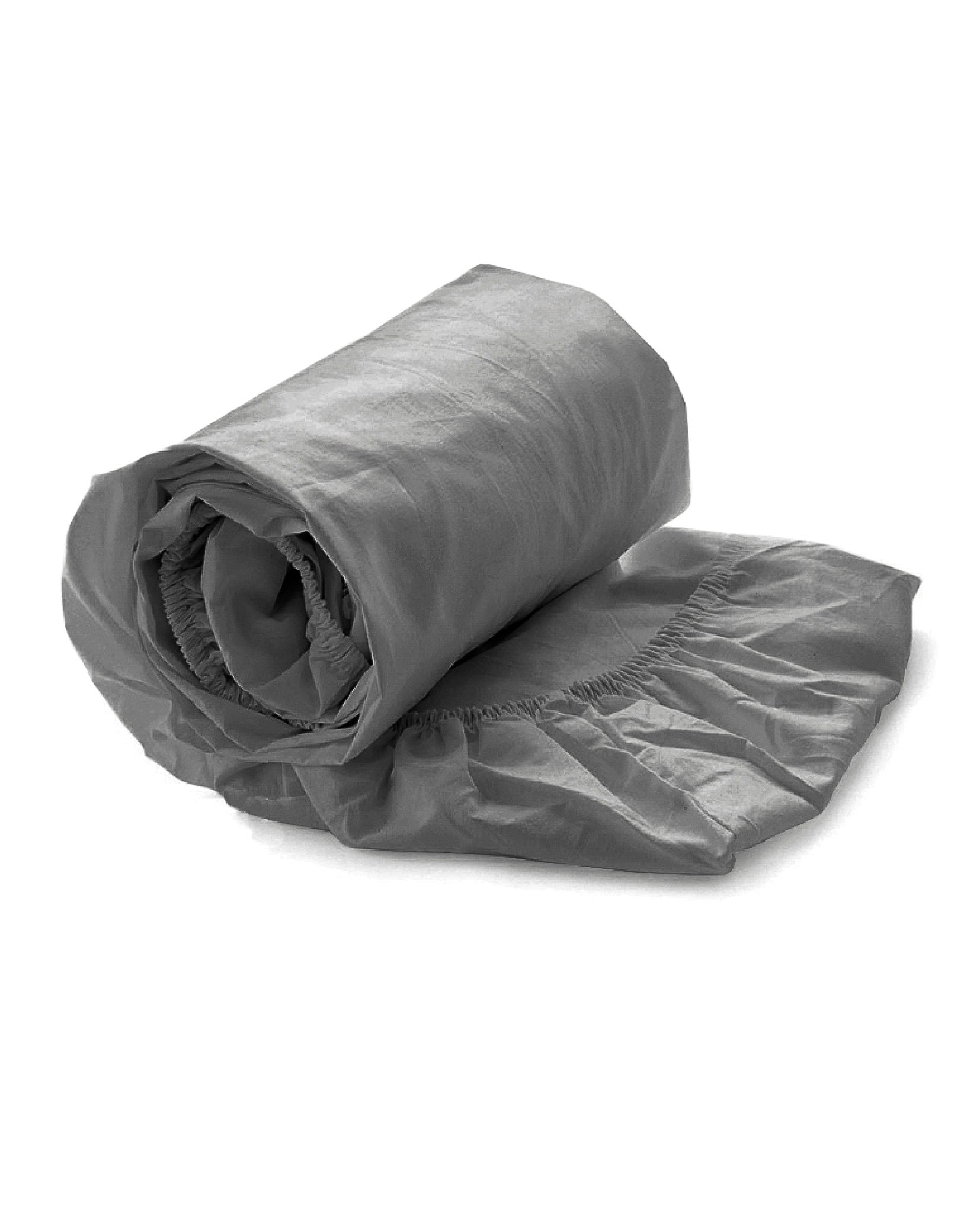 Yellow hoeslaken Percale Steel Grey katoen percale