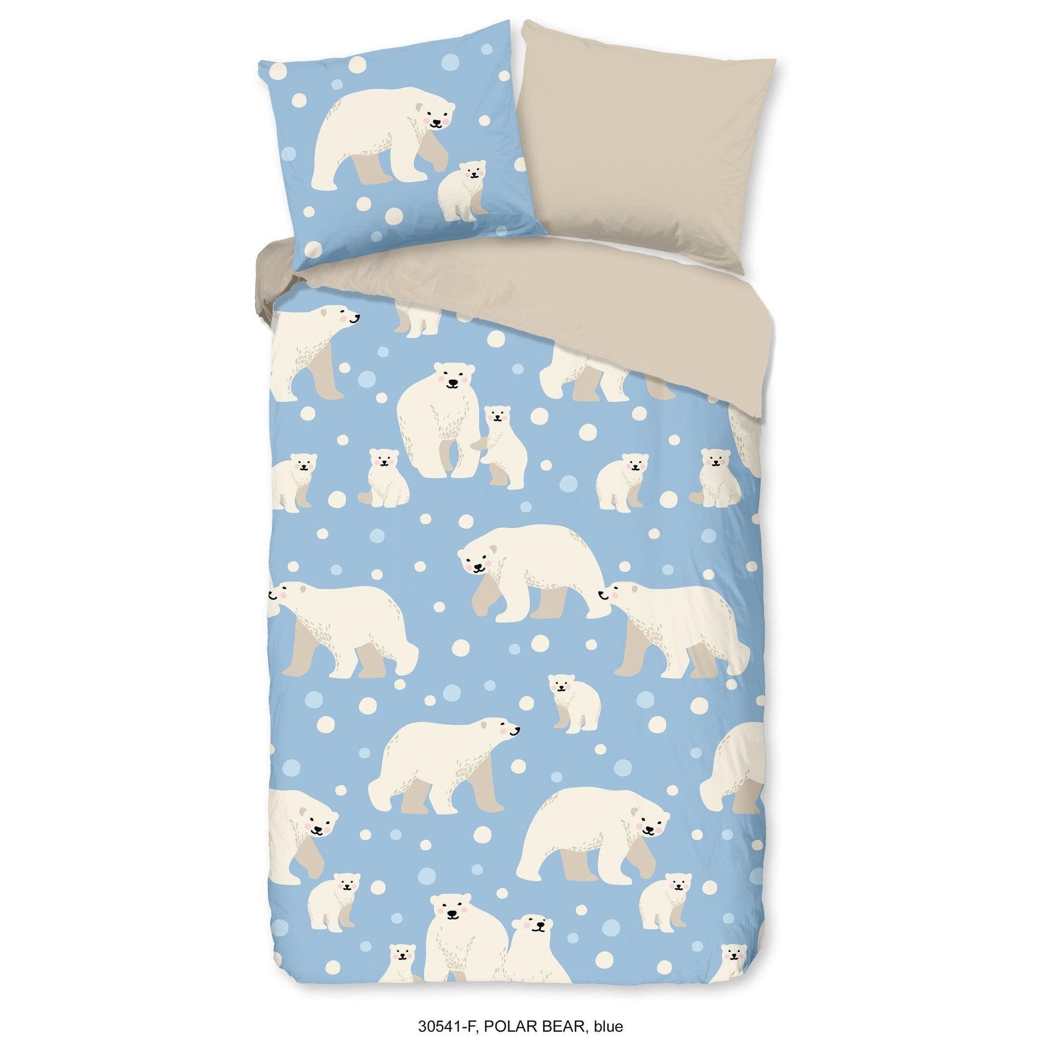 Good Morning Dekbedovertrek Flanel Polar Bear Blauw