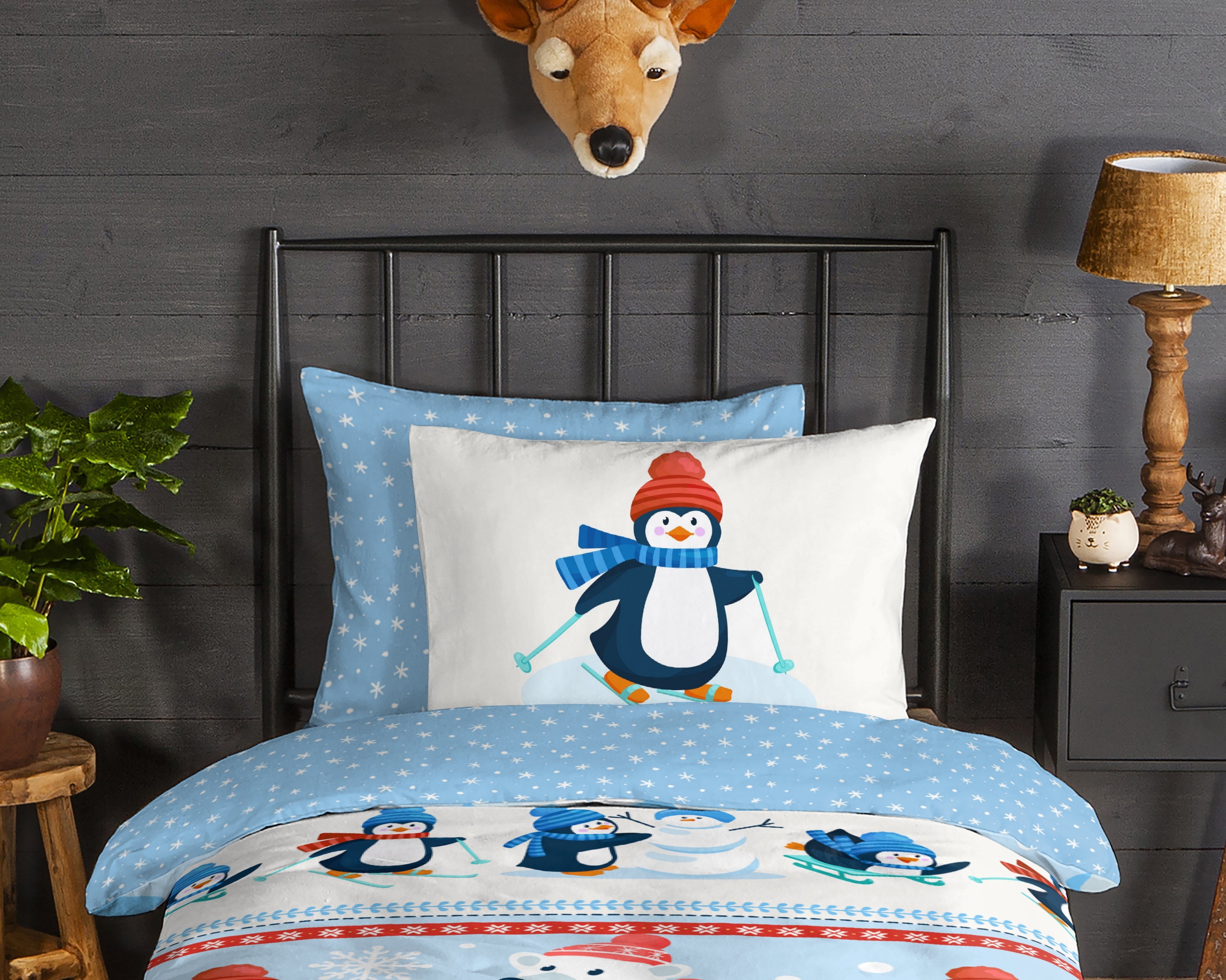 Good Morning Dekbedovertrek Flanel Penguins Multi