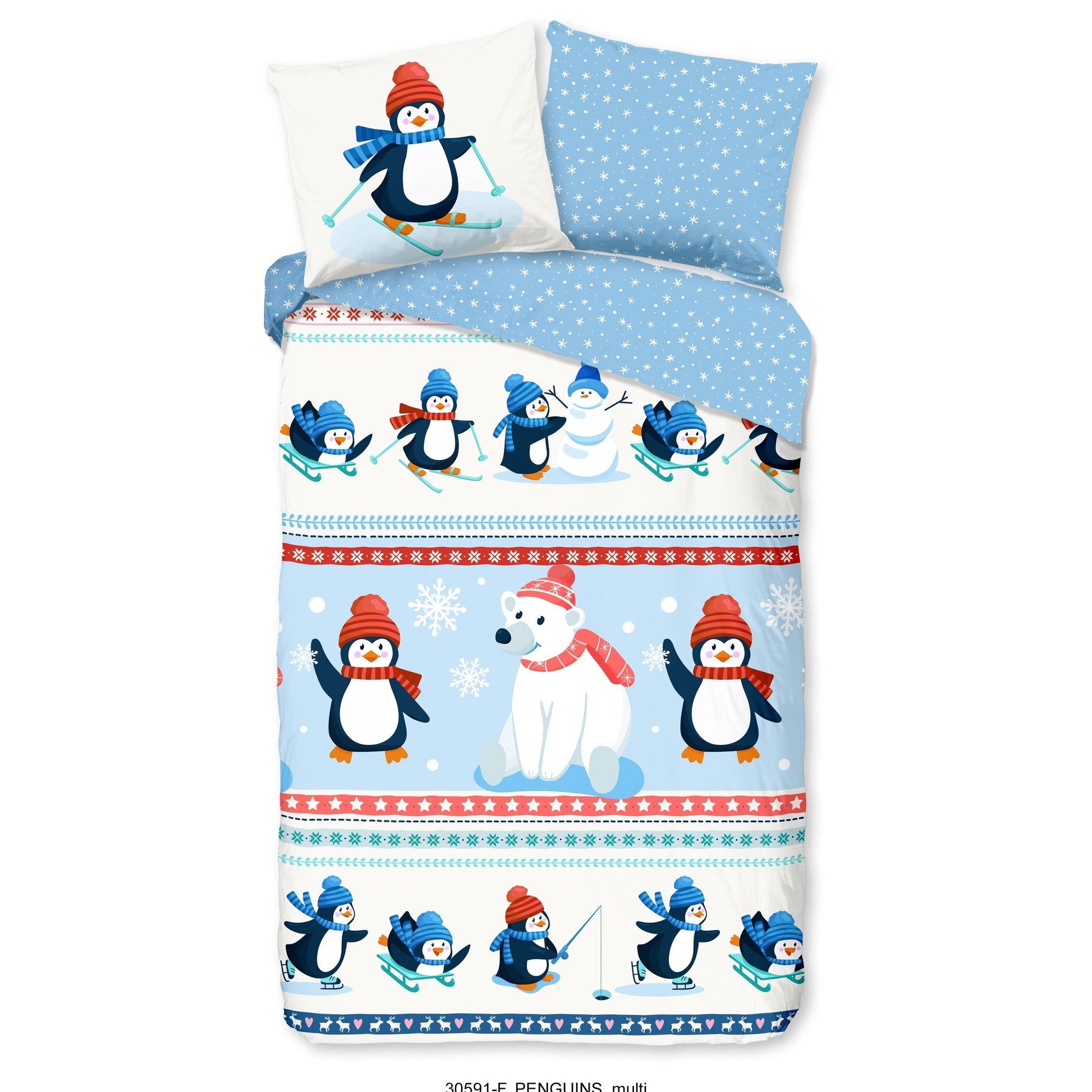 Good Morning Dekbedovertrek Flanel Penguins Multi