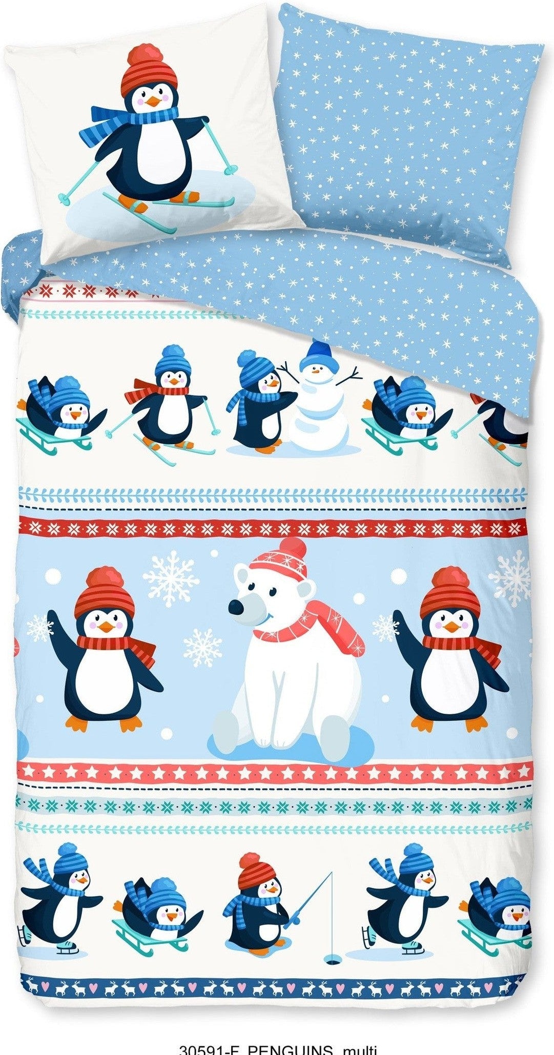 Good Morning Dekbedovertrek Flanel Penguins Multi