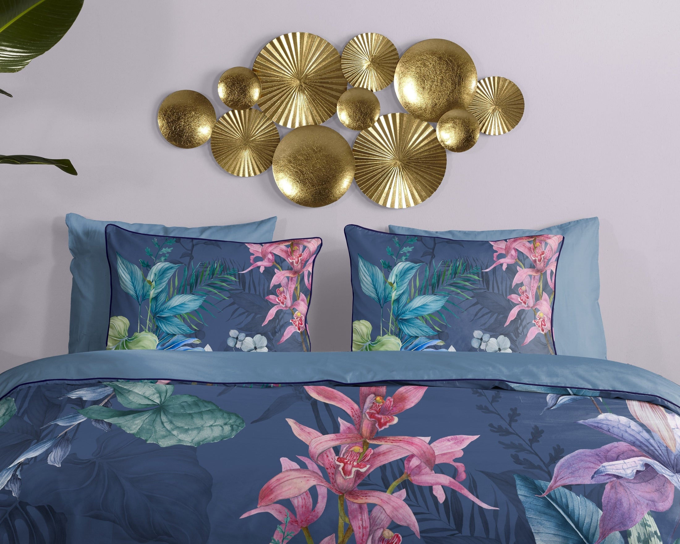 Descanso Dekbedovertrek Satijn Mae - Blue