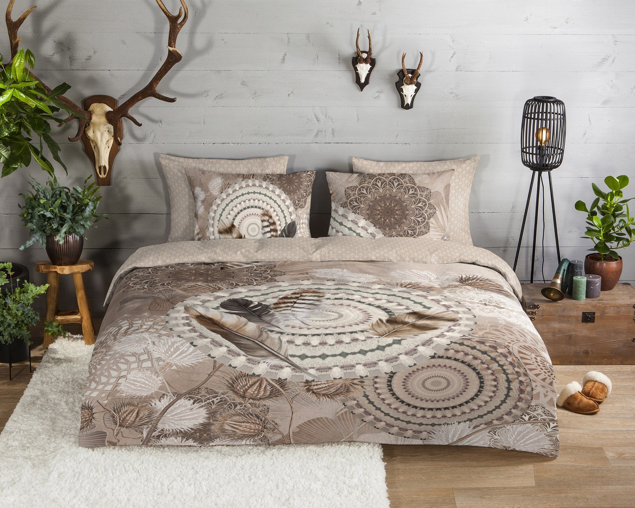 HIP Dekbedovertrek Flanel Ringhda - Taupe