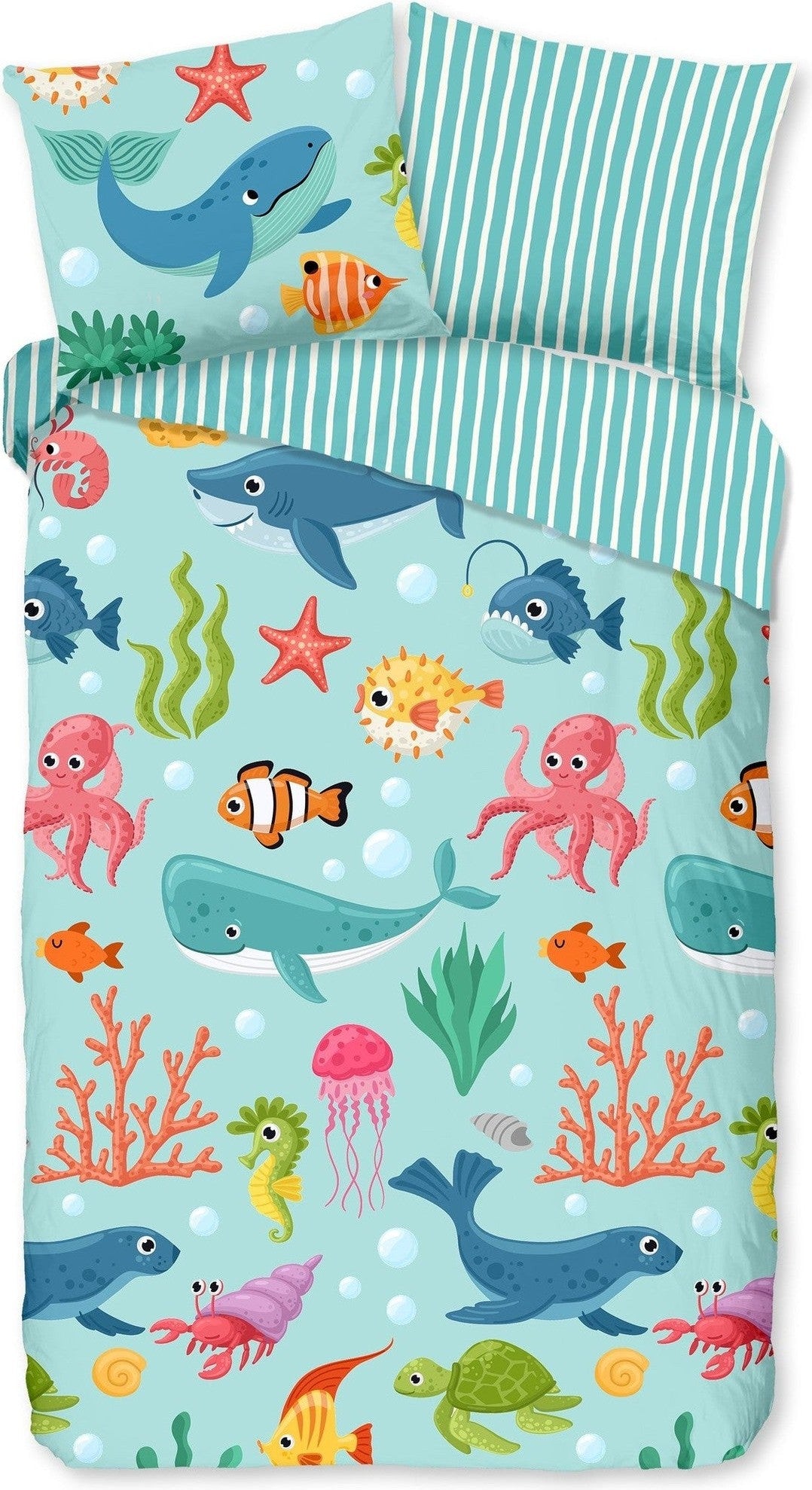 Good Morning Dekbedovertrek Katoen Ocean Aqua