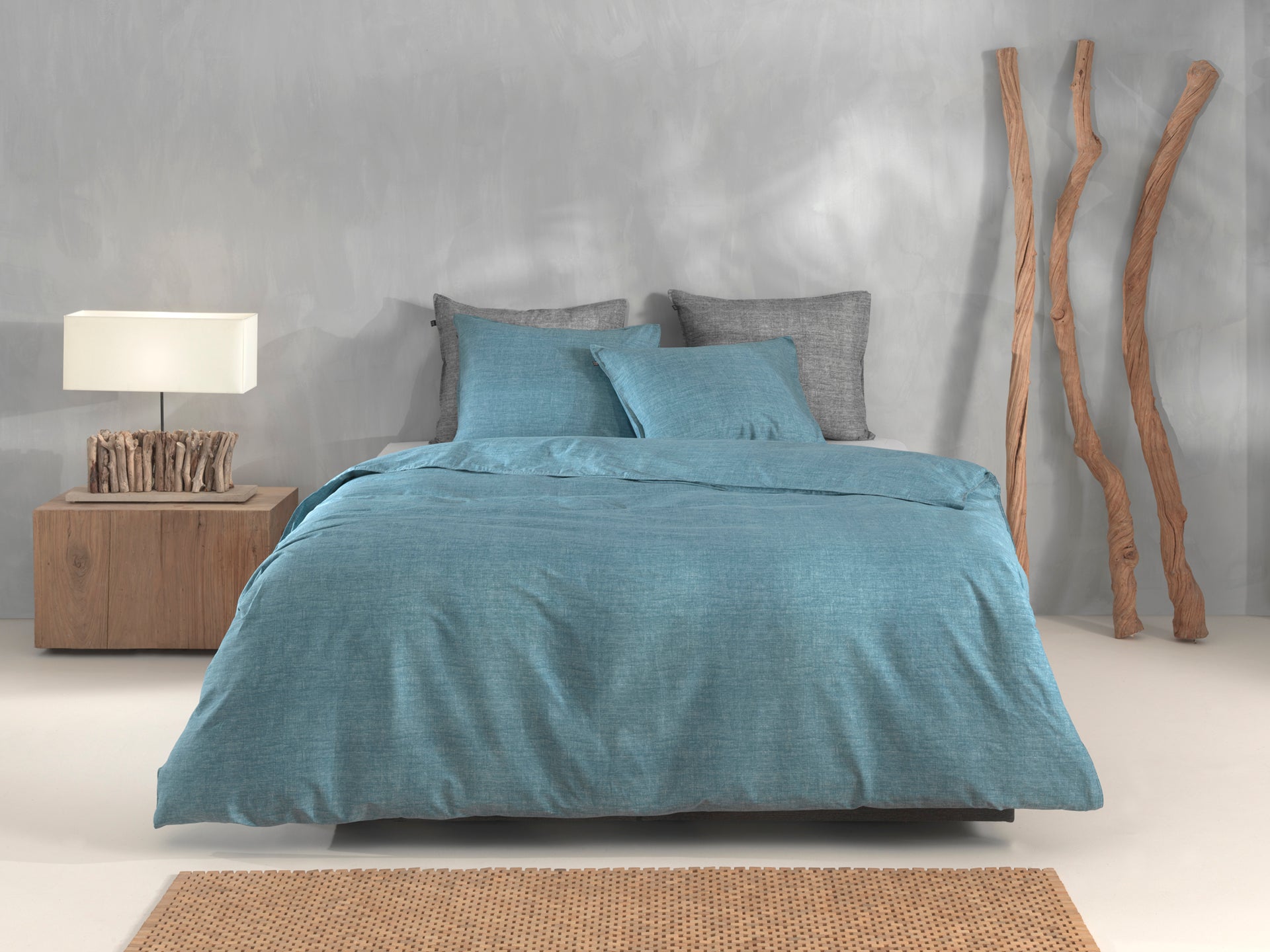 Zo Home dekbedovertrek Lino Stone Blue katoen
