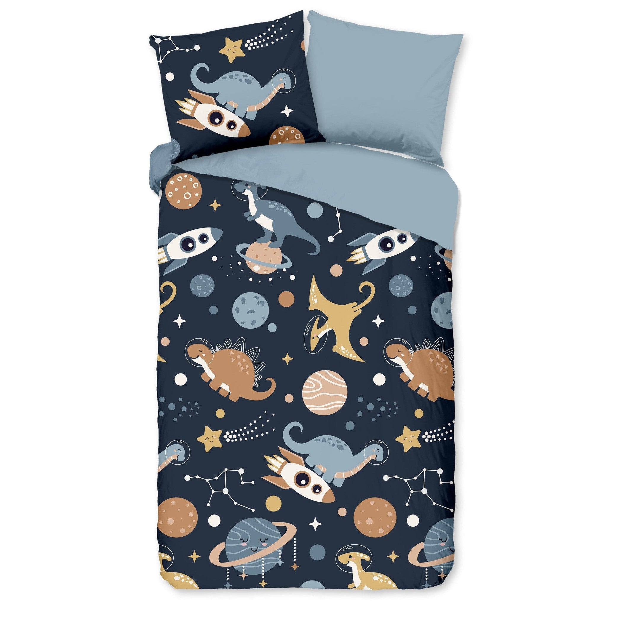 Pure Dekbedovertrek Microfiber Spacedino Blauw
