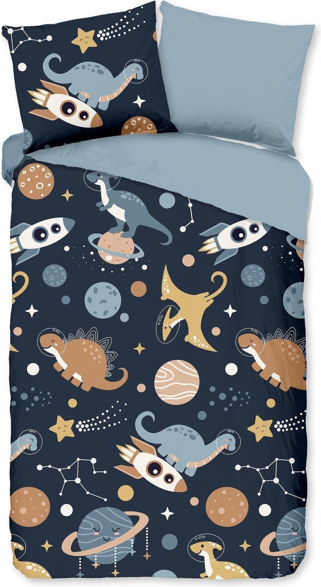 Pure Dekbedovertrek Microfiber Spacedino Blauw