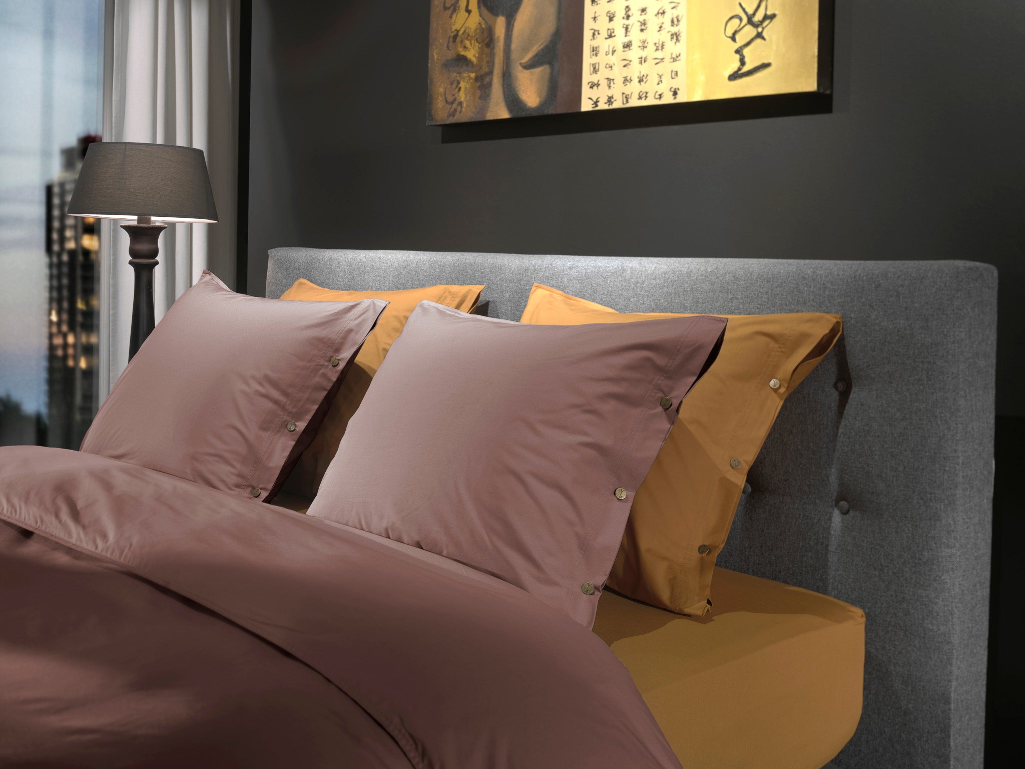 Yellow dekbedovertrek Percale Canyon Rose katoen percale