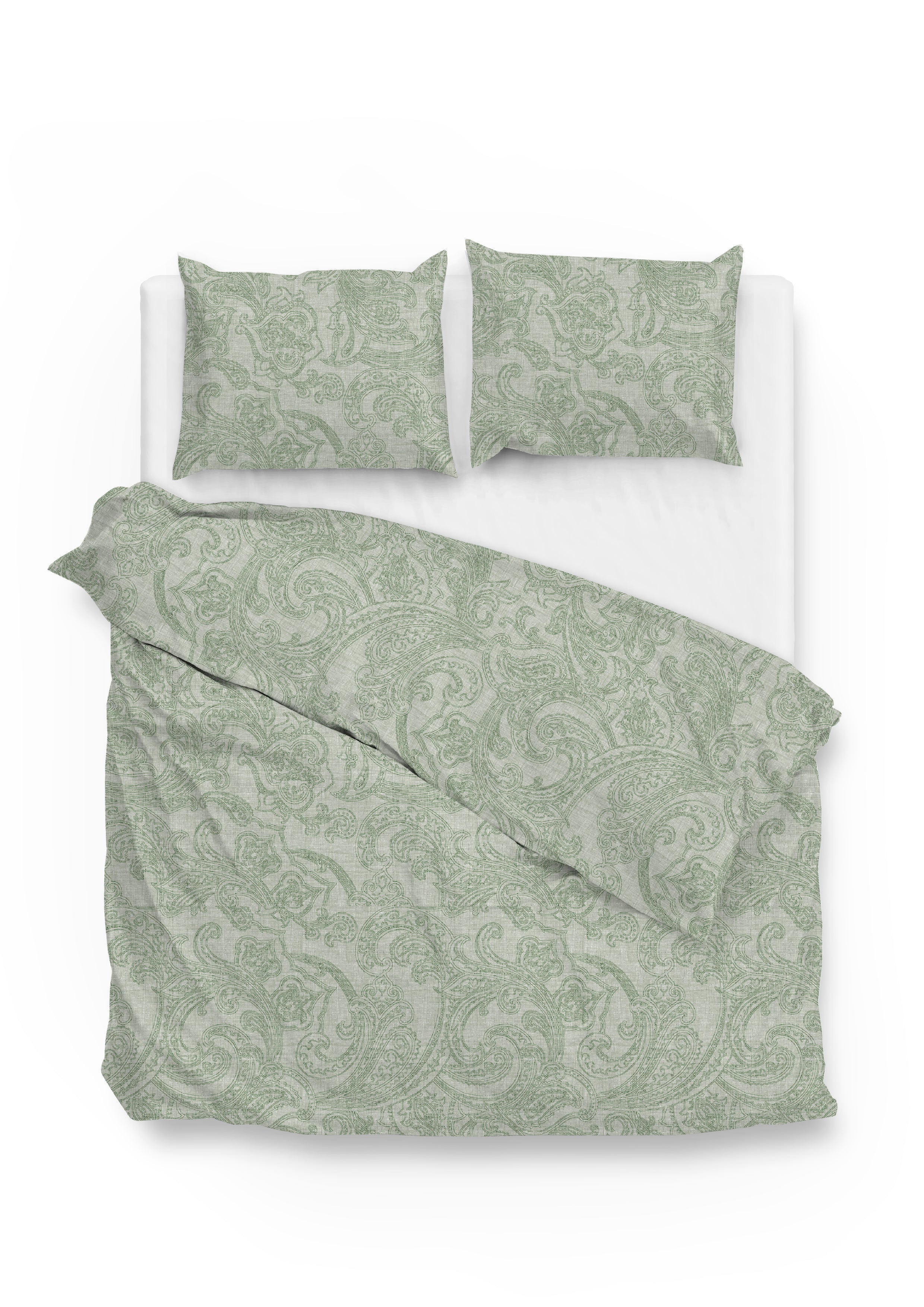 Zo Home dekbedovertrek Paisley Di Lino Moss Green katoen