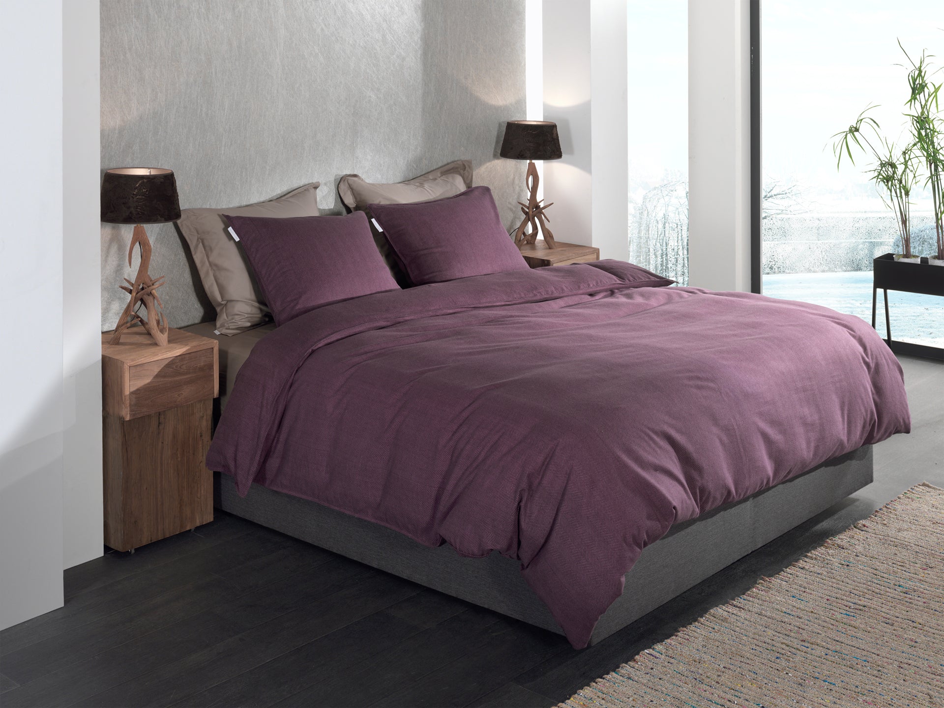 Heckettlane dekbedovertrek Spina Blackberry Wine flanel