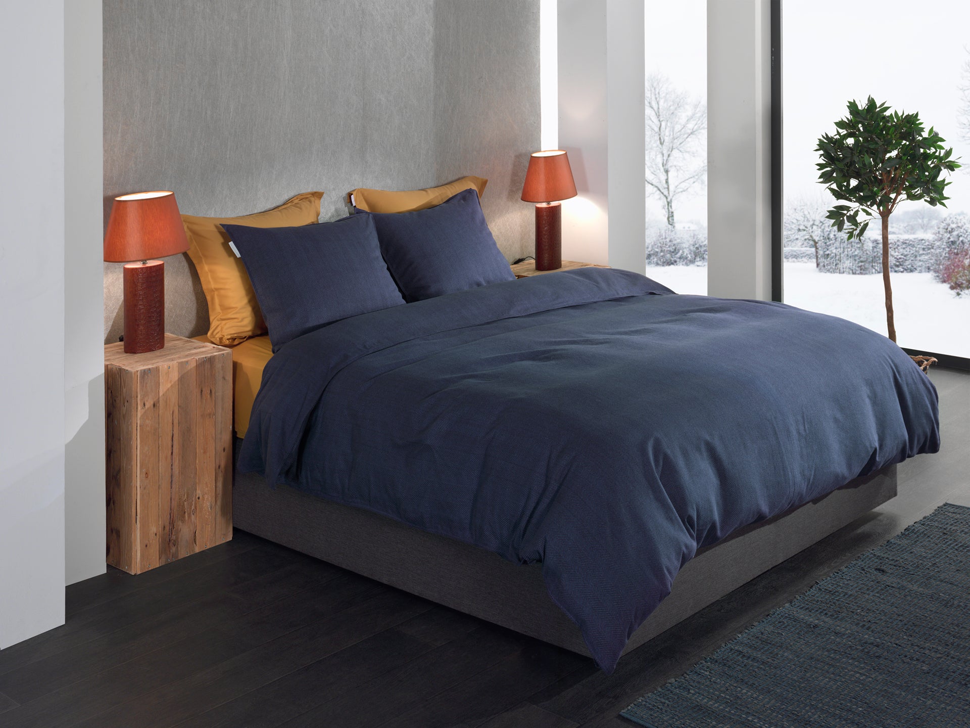 Heckettlane dekbedovertrek Spina Dark Blue flanel