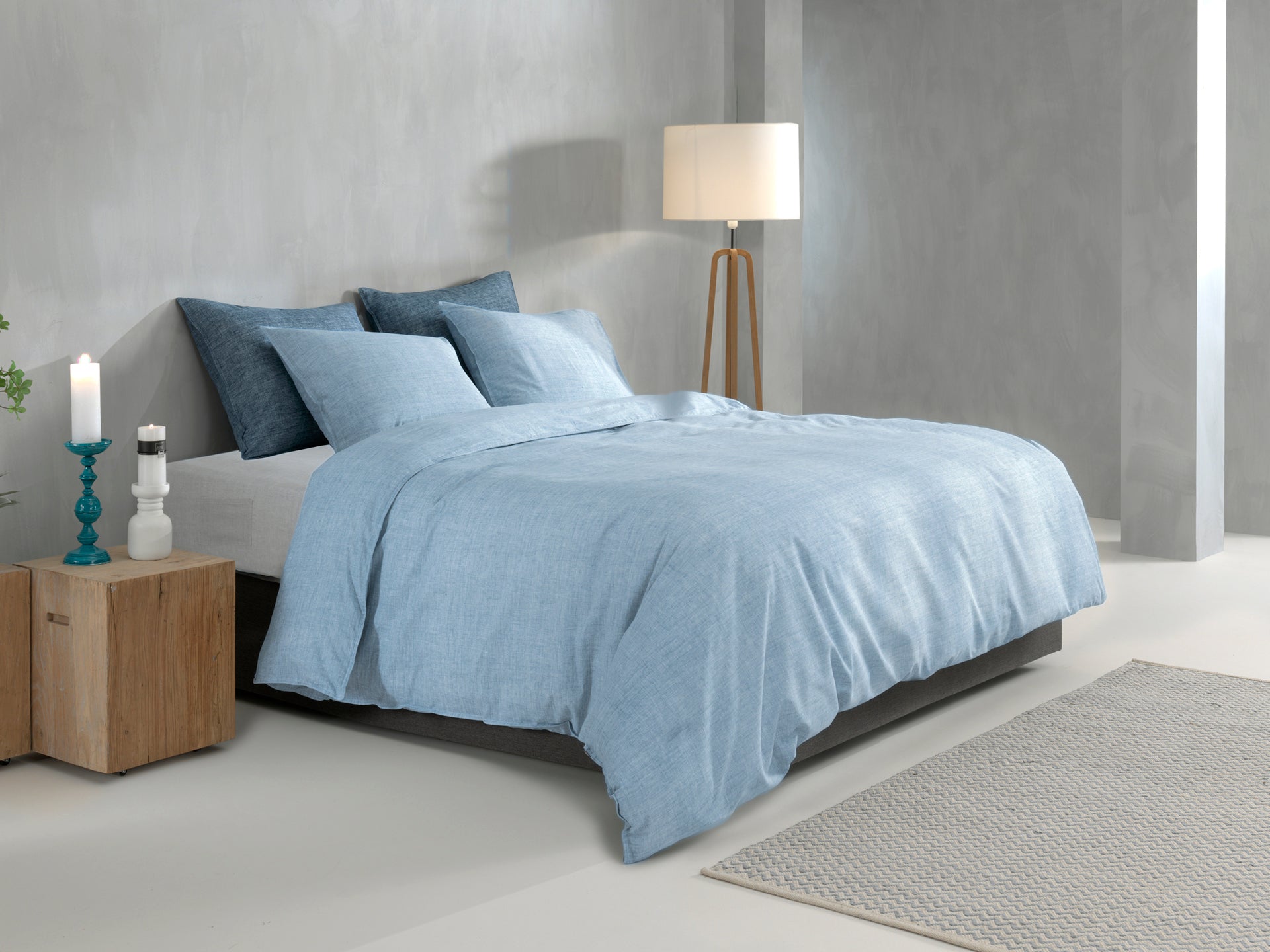 Zo Home dekbedovertrek Lino Sky Blue katoen