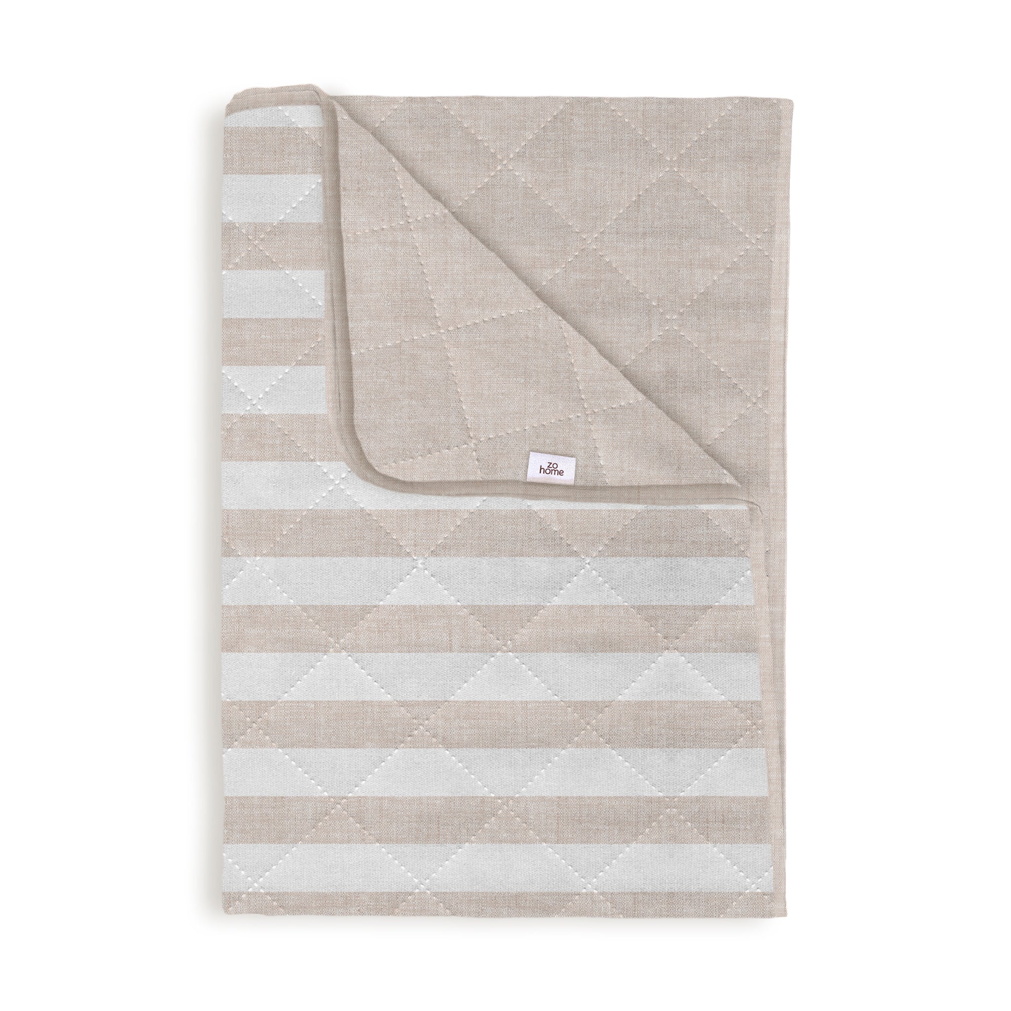 Zo Home bedsprei Banda di Lino Sandy Beige polyester