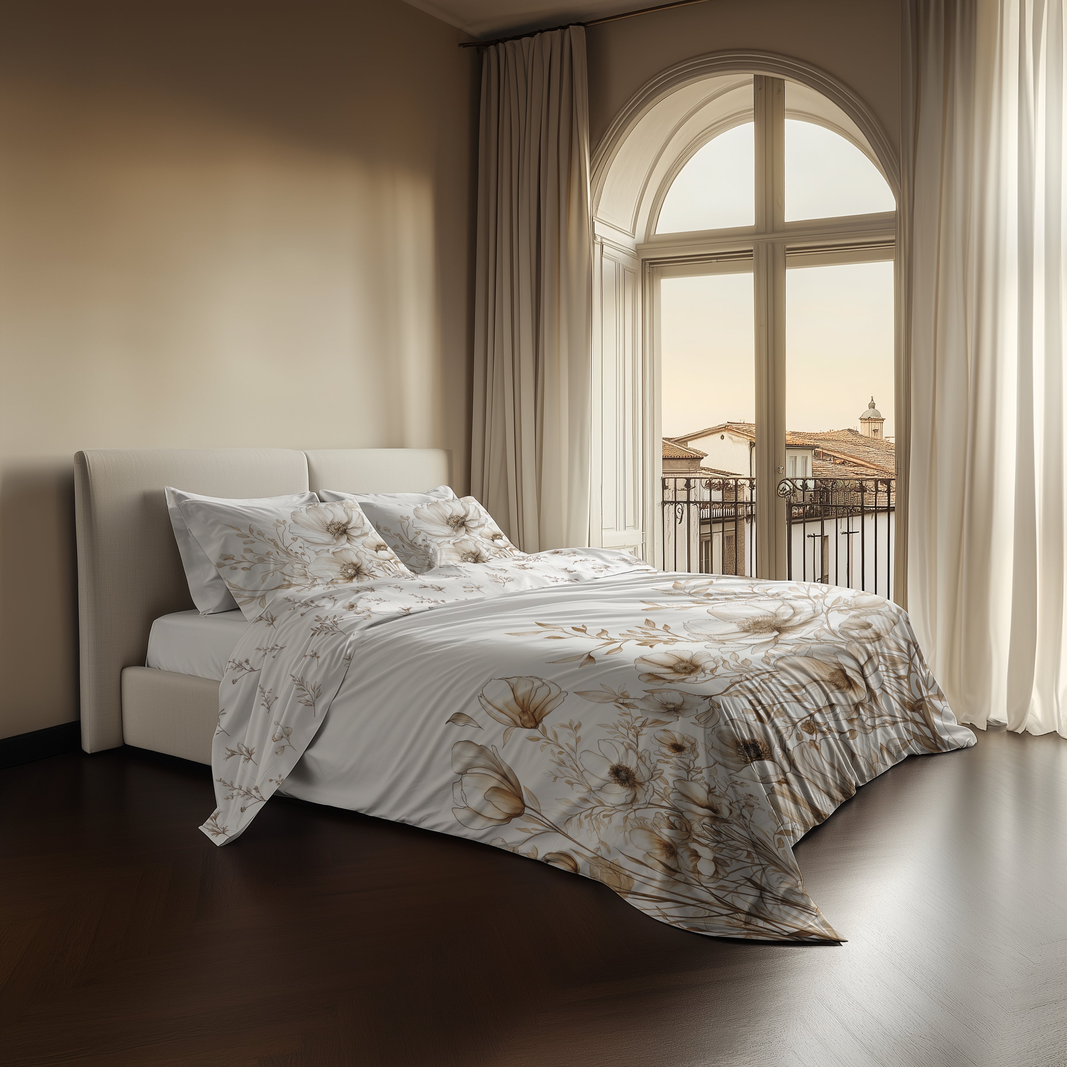 Heckettlane dekbedovertrek Giotto Off white katoen-satijn