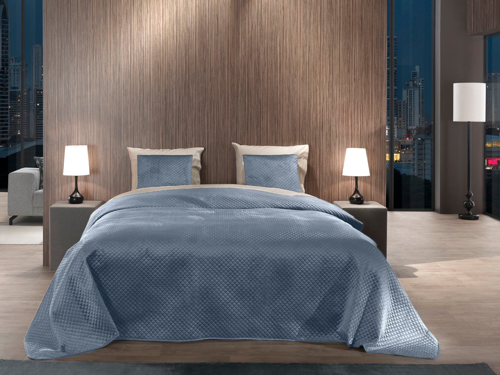 Yellow bedsprei Victoria Dusk Blue polyester