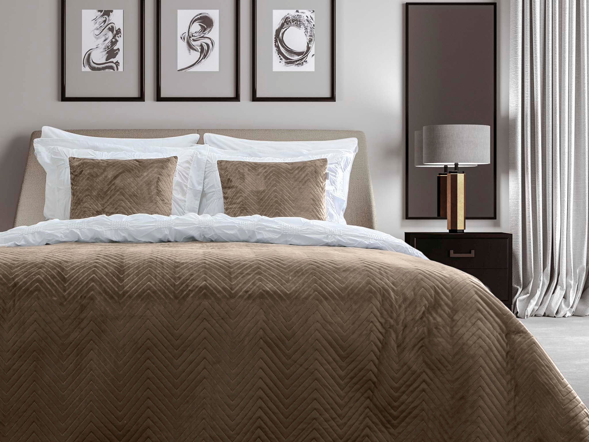 Yellow bedsprei Madeline Taupe polyester