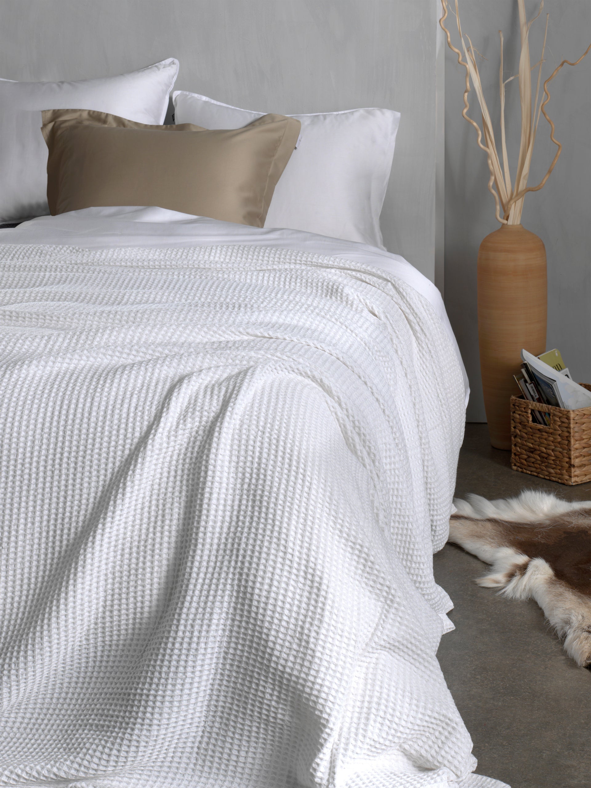 Heckettlane bedsprei Wafel Super White katoen