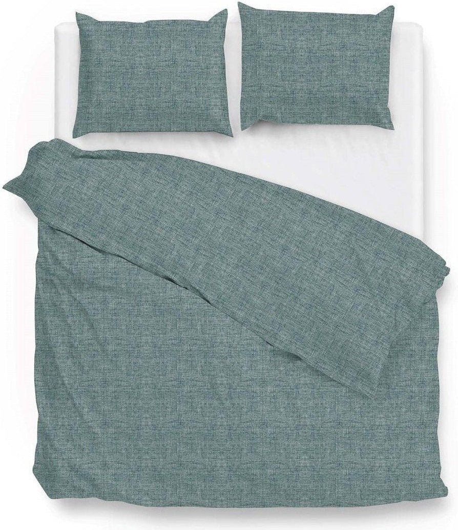 Zo Home Dekbedovertrek Lino Emerald Green Katoen - Bedtextielonline.be