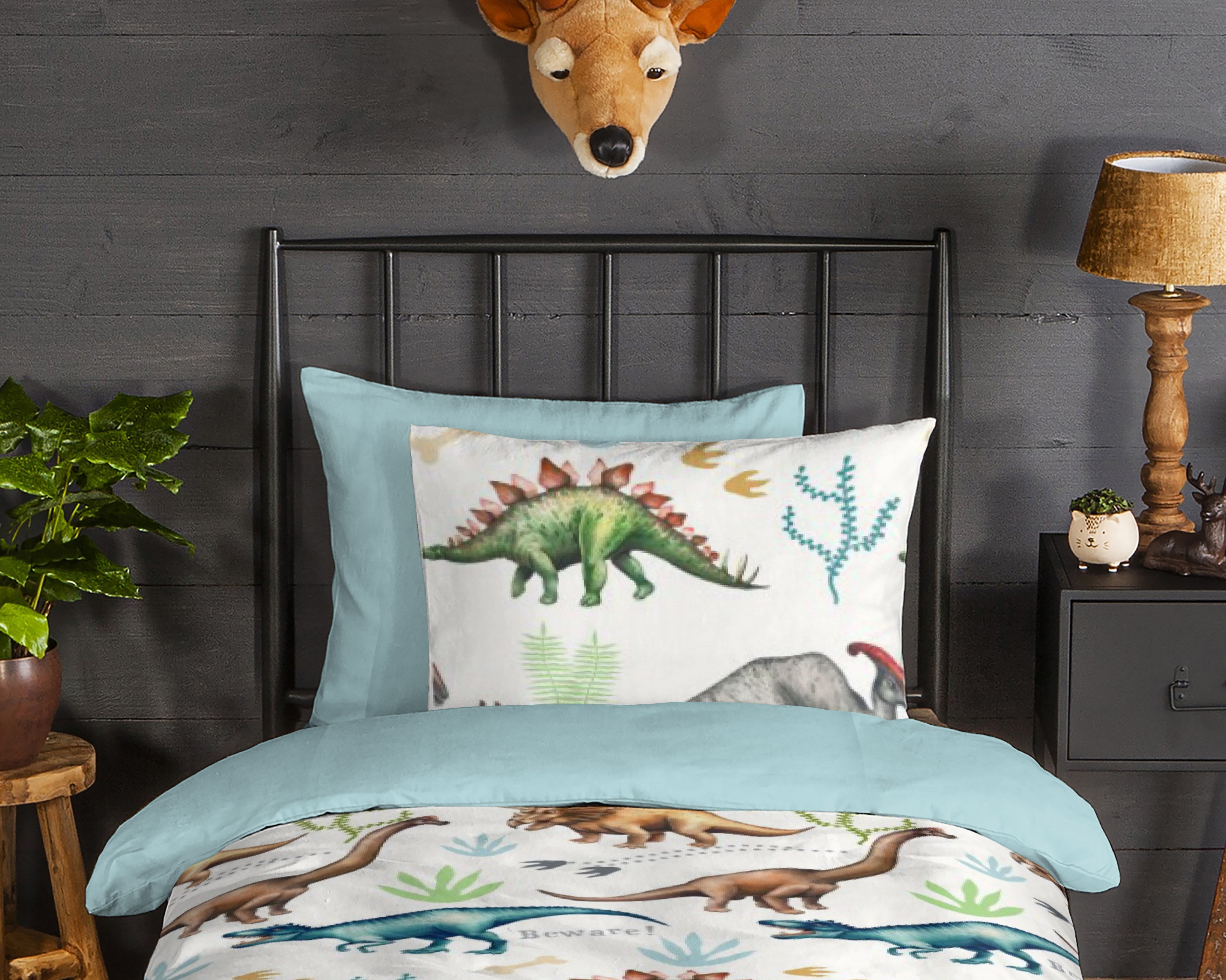 Good Morning Dekbedovertrek Flanel Dino Multi