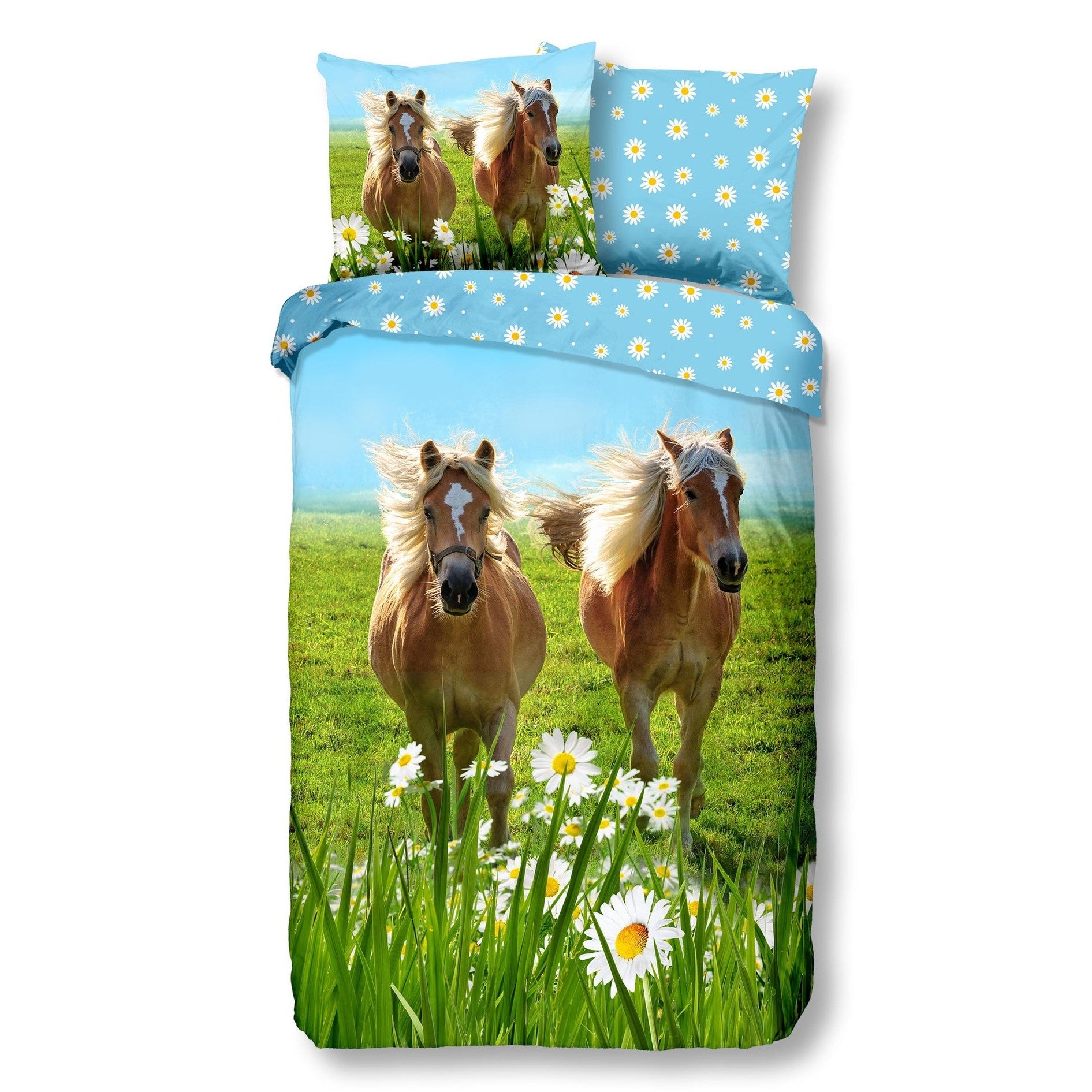 Good Morning Dekbedovertrek Katoen Horses Multi