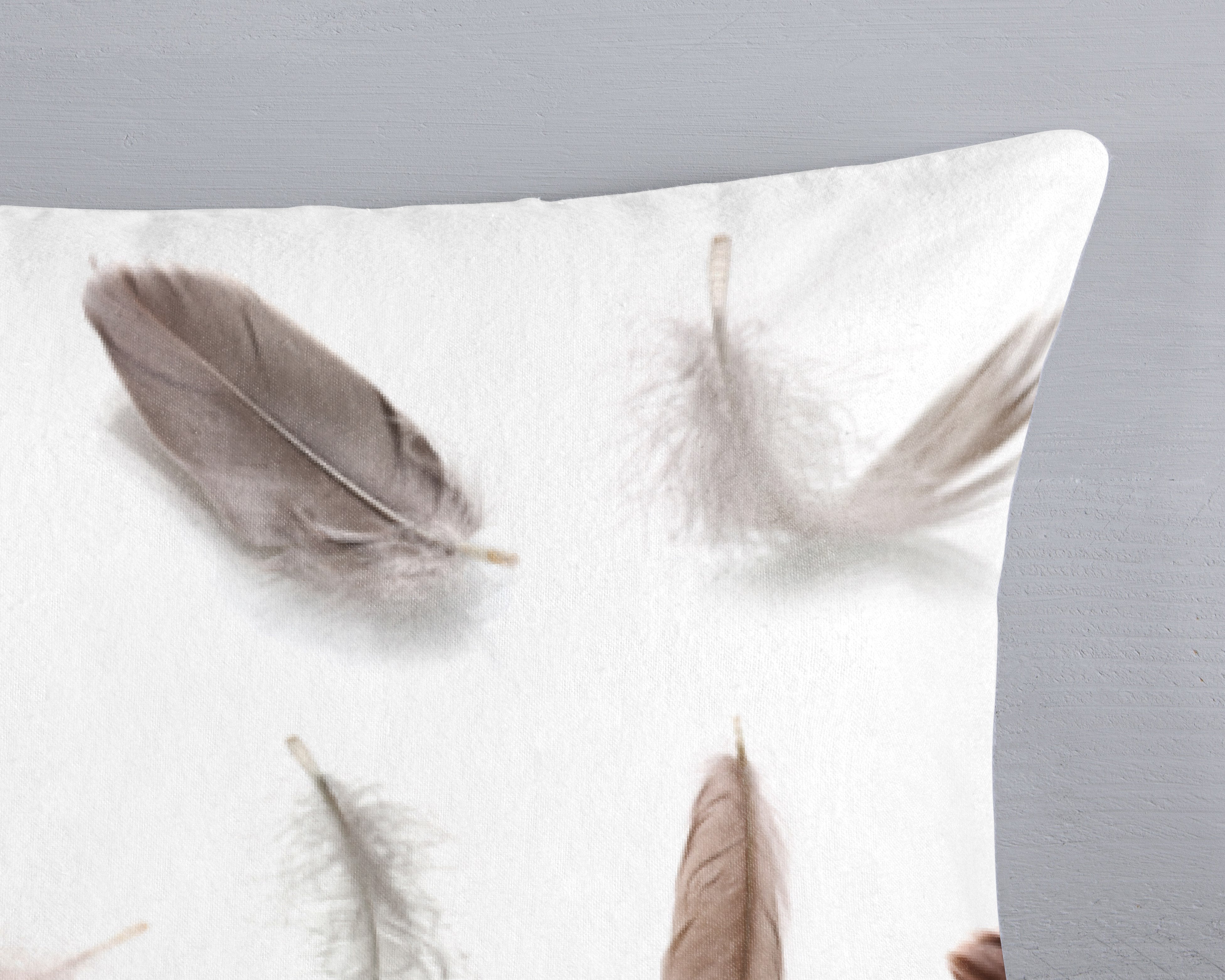 Good Morning Dekbedovertrek Flanel Feathers - White