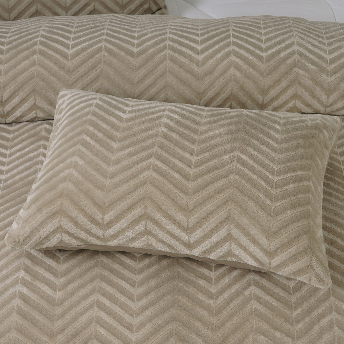 Sleeptime Dekbedovertrek Chevron Teddy Taupe