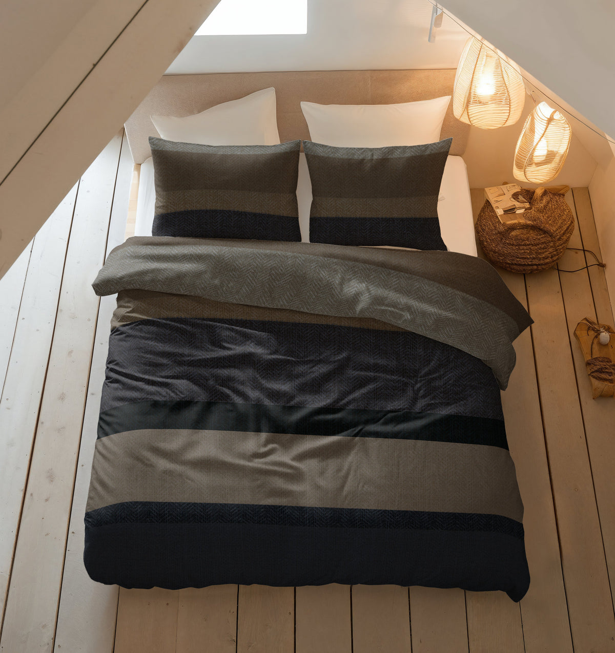 Sleeptime Dekbedovertrek Flanel Ravon Taupe/Antraciet