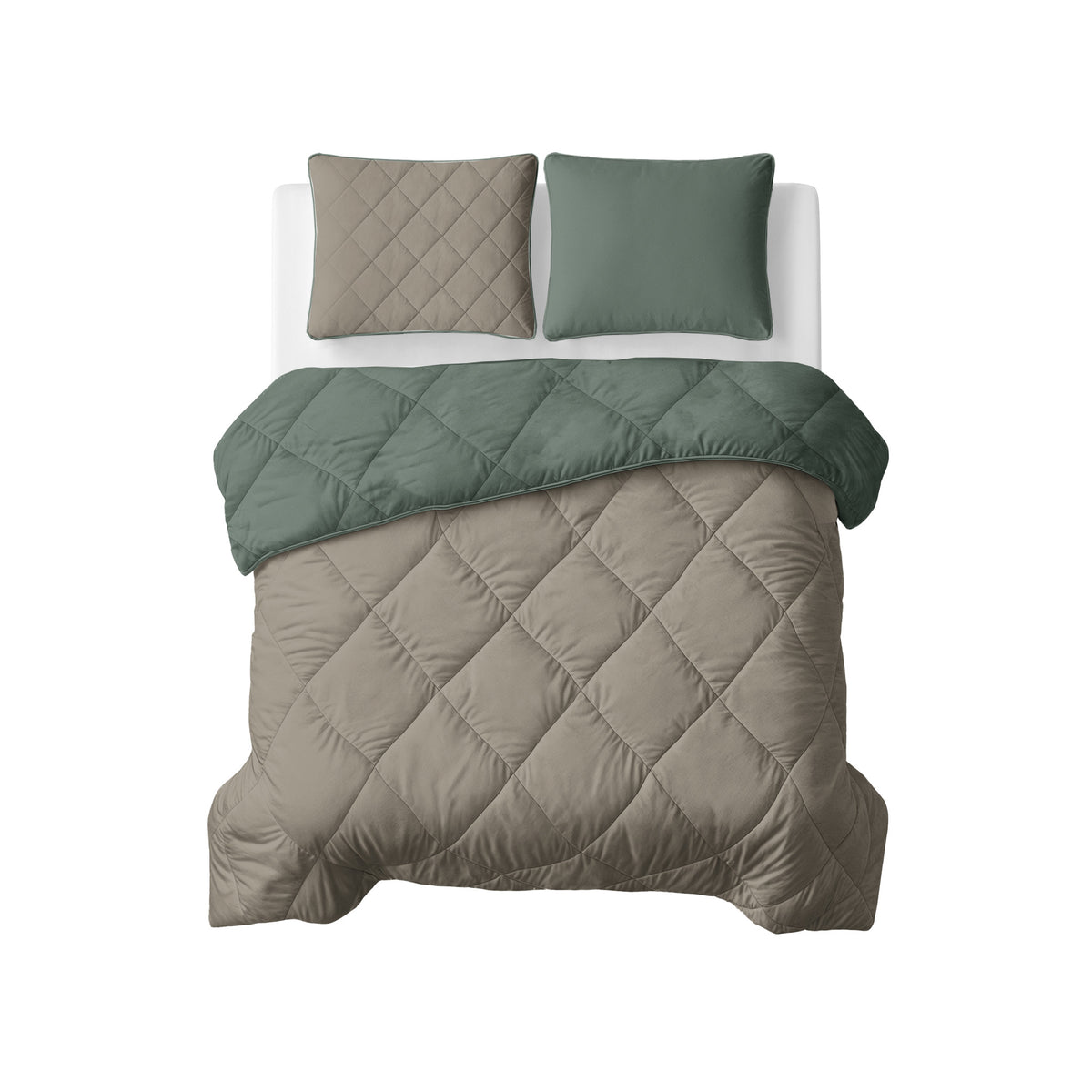 Sleeptime lazy dekbed Uni Groen/Taupe Grijs