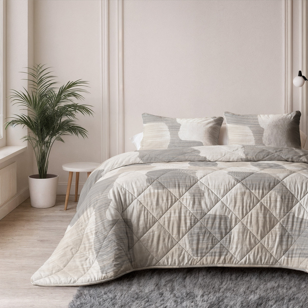 Sleeptime lazy dekbed Katoen Checkered Beige/Grijs