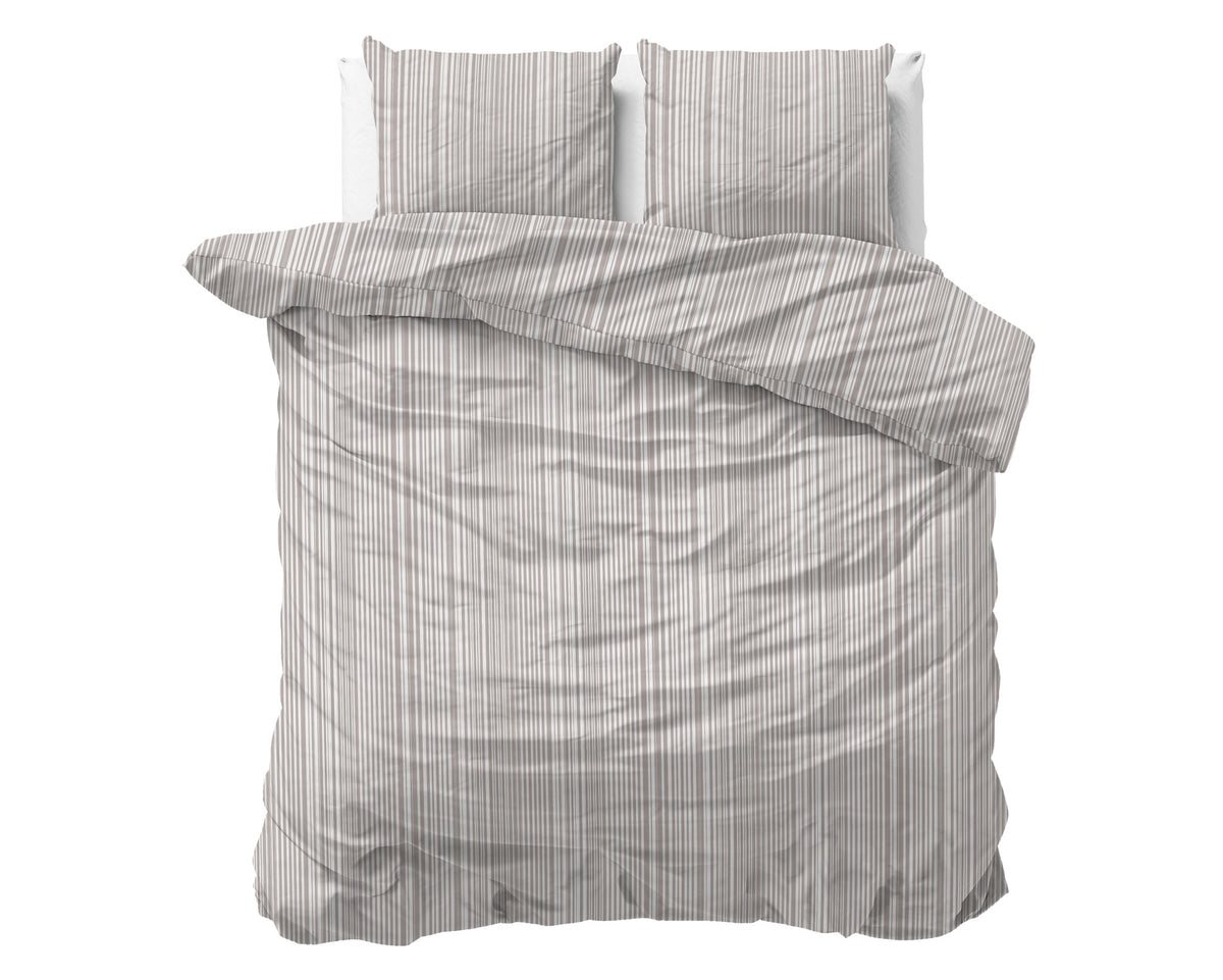 Sleeptime Dekbedovertrek Katoen Pinstripe Taupe