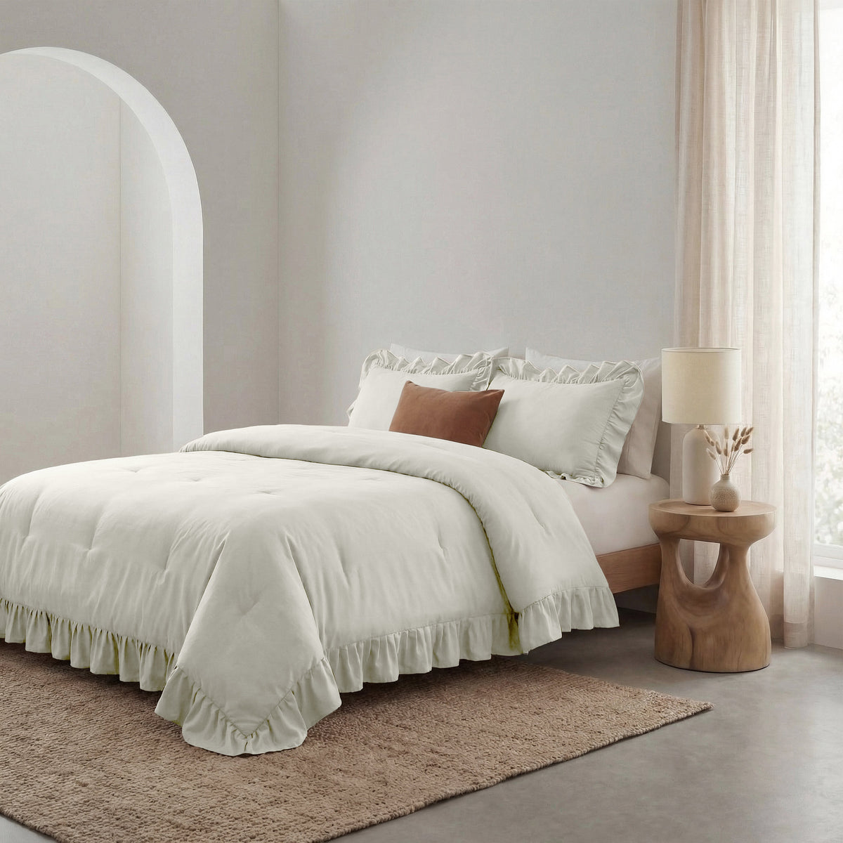 Sleeptime lazy dekbed Ruffles Gebroken Wit