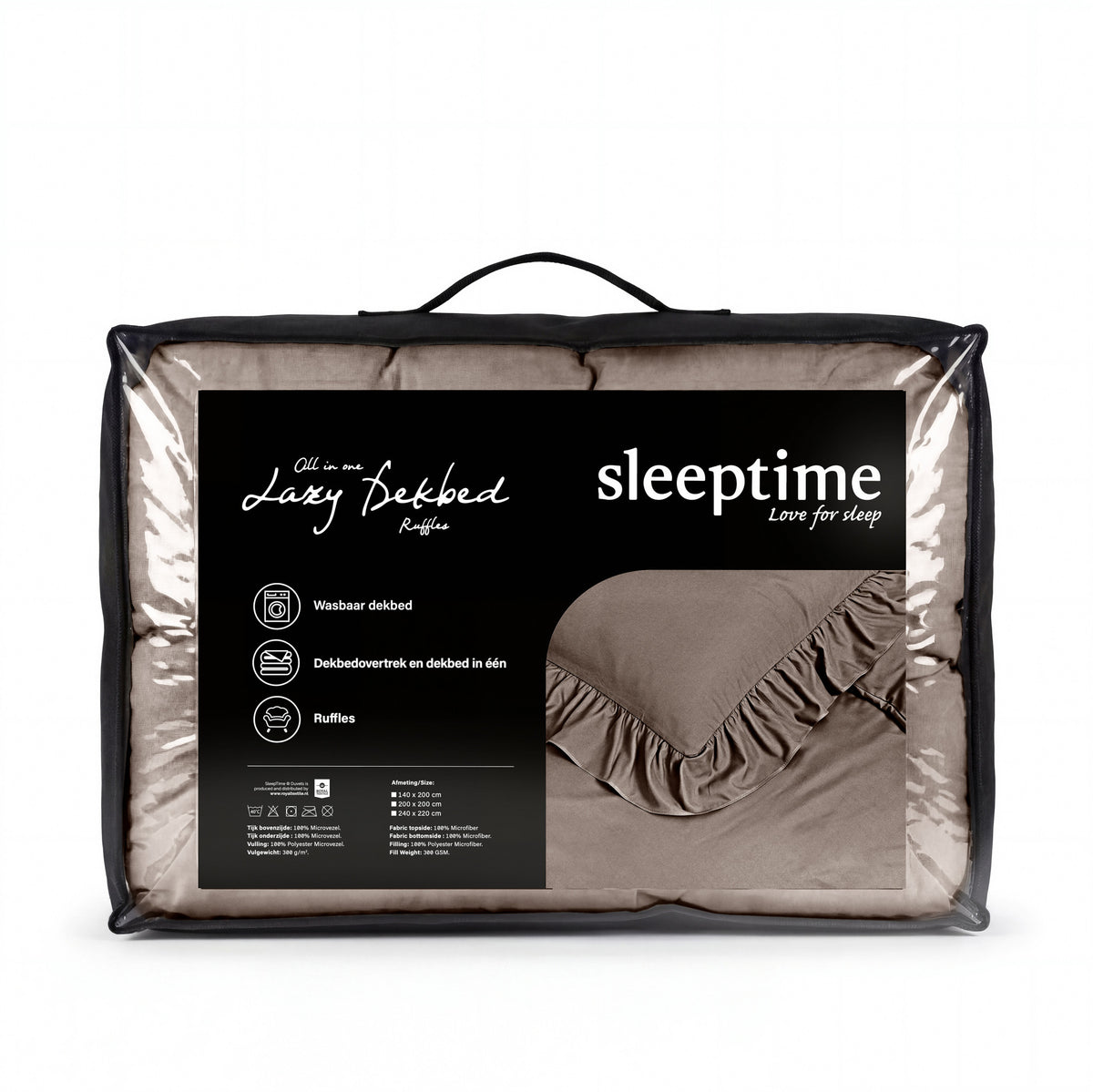Sleeptime lazy dekbed Ruffles Taupe