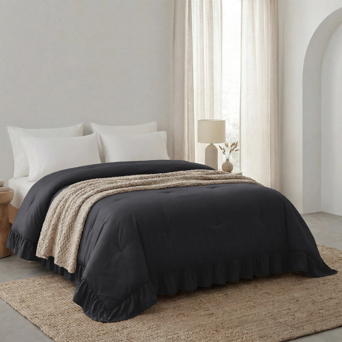 Sleeptime lazy dekbed Ruffles Antraciet